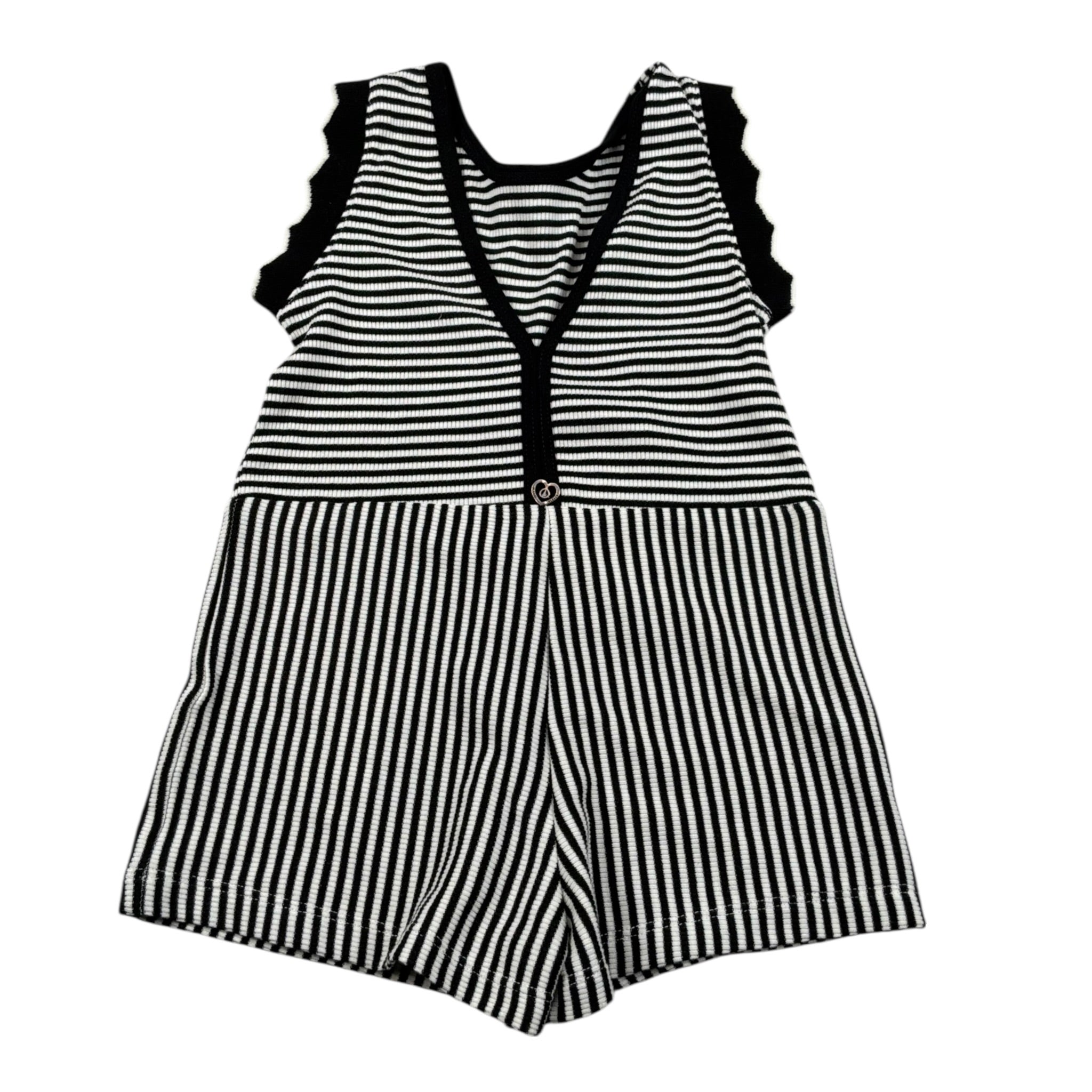 Please Tuta Intera Giromanica Fantasia A Righe per Bambina TC09071G71 BIANCO/NERO PLEASE 