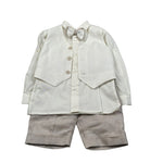 Pure Firenze Completo 4 Pezzi Camicia-Gilet-Bermuda-Papillon Panna per Neonato 11088 PANNA PURE FIRENZE 