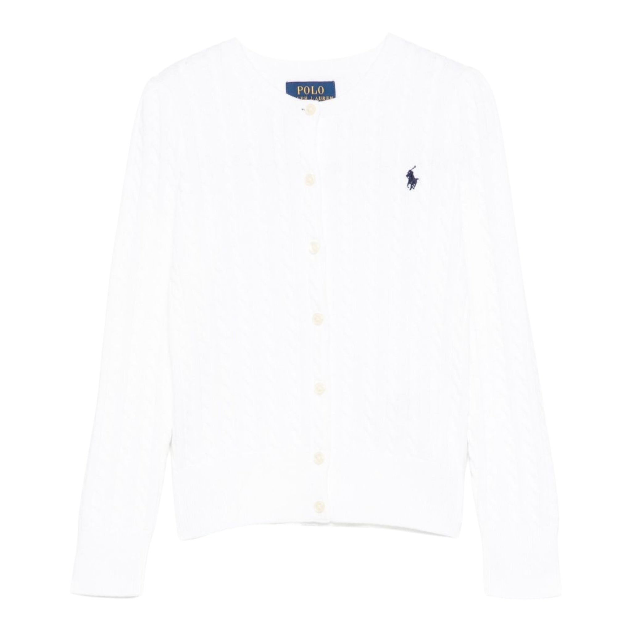 Ralph Lauren Cardigan Tinta Unita con Trecce per Bambina 312543047064 BIANCO RALPH LAUREN 