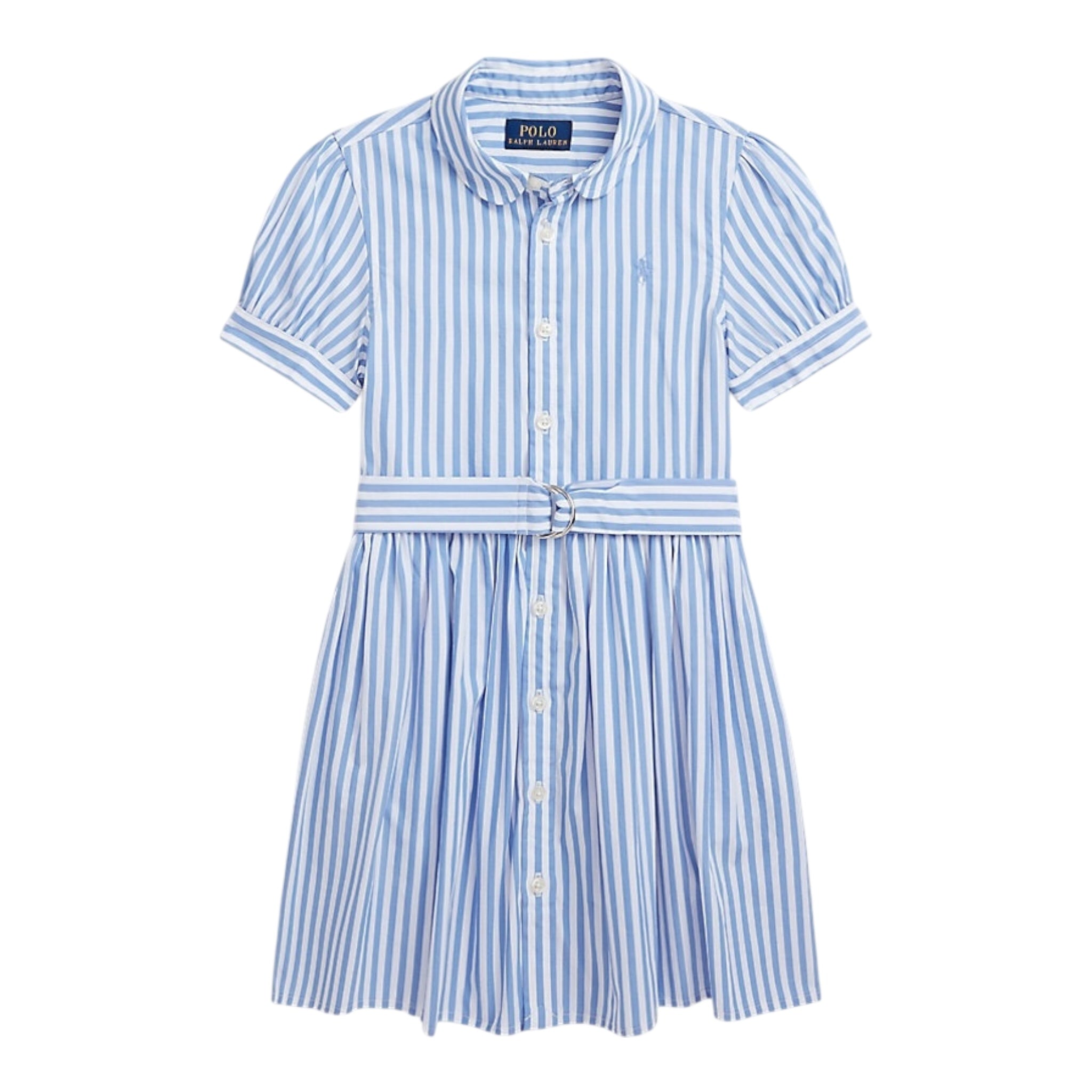 Ralph Lauren Abito Mezza Manica Tinta Unita con Fantasia A Righe per Bambina 313934129002 BIANCO RALPH LAUREN 