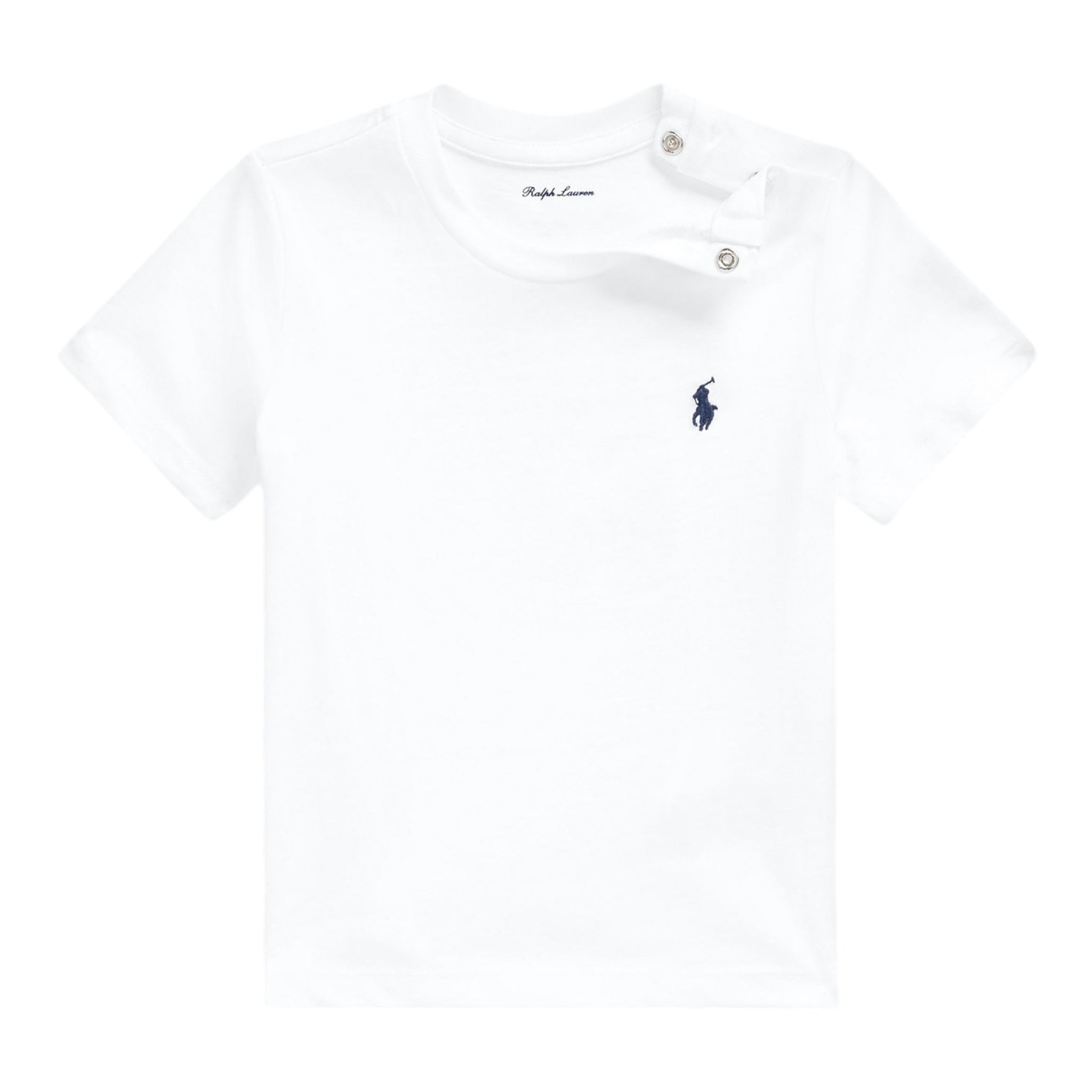 Ralph Lauren T-Shirt Girocollo Tinta Unita con Ricamo per Neonato 320832904033 BIANCO RALPH LAUREN 