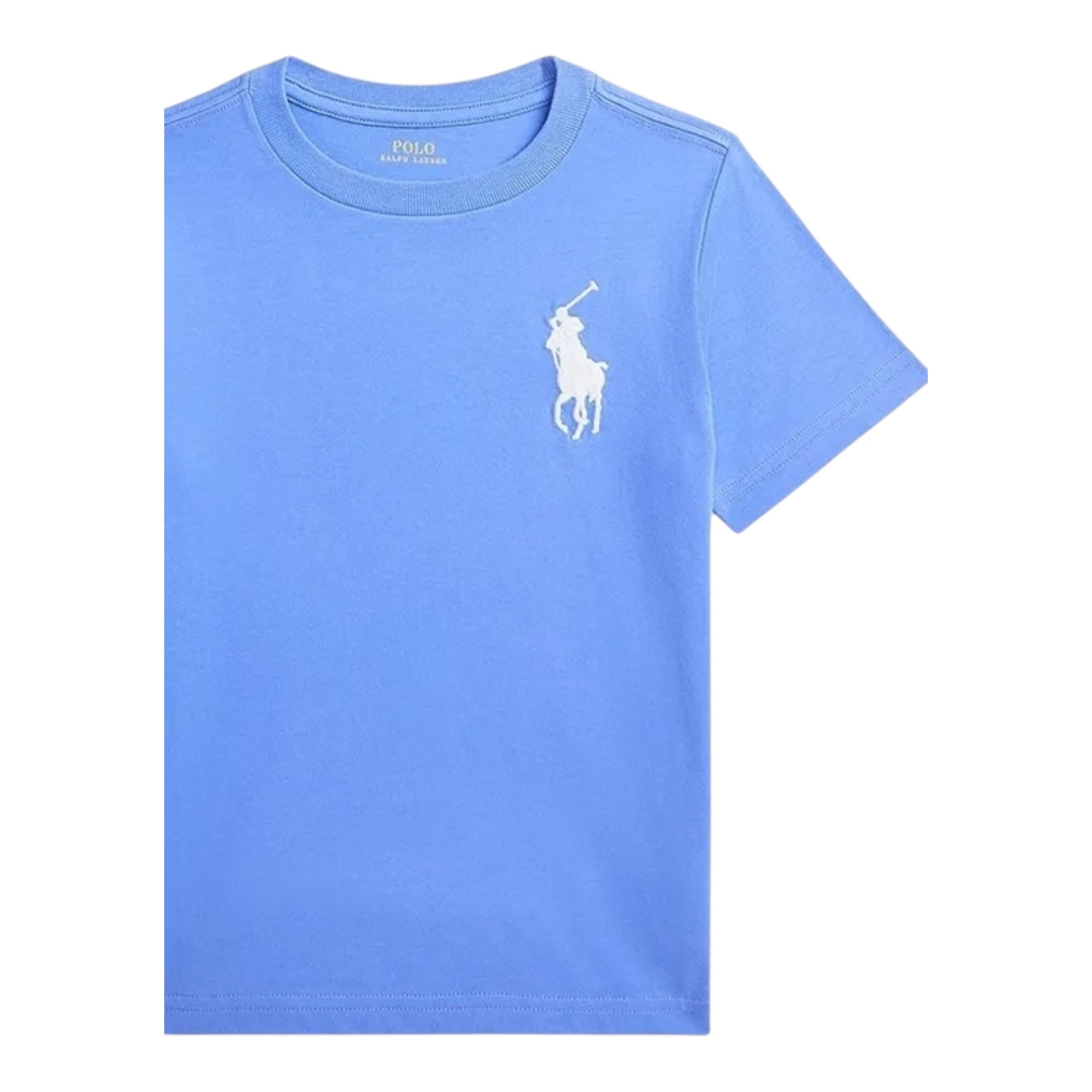 Ralph Lauren T-Shirt Girocollo Tinta Unita con Stampa per Neonato 322832907037 AZZURRO RALPH LAUREN 