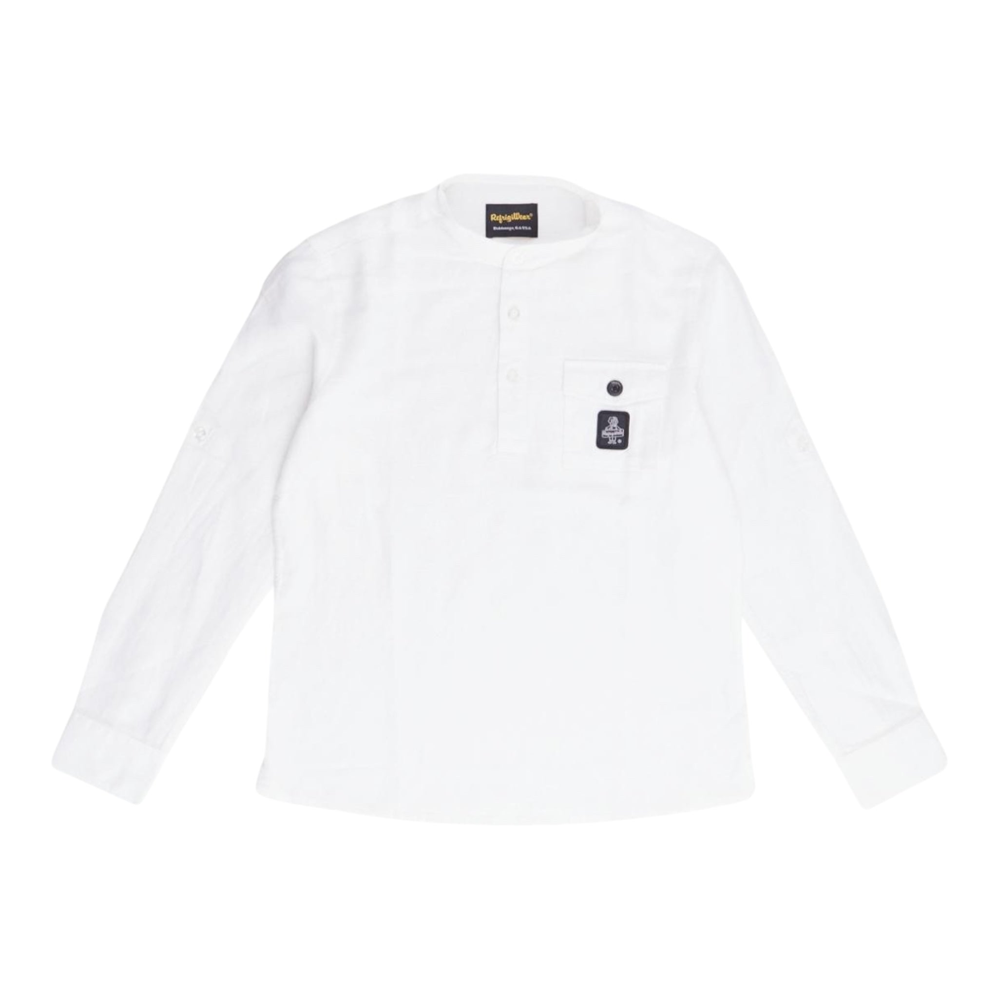 Refrigiwear Camicia Tinta Unita con Collo Coreano per Bambino RW237 BIANCO REFRIGIWEAR 