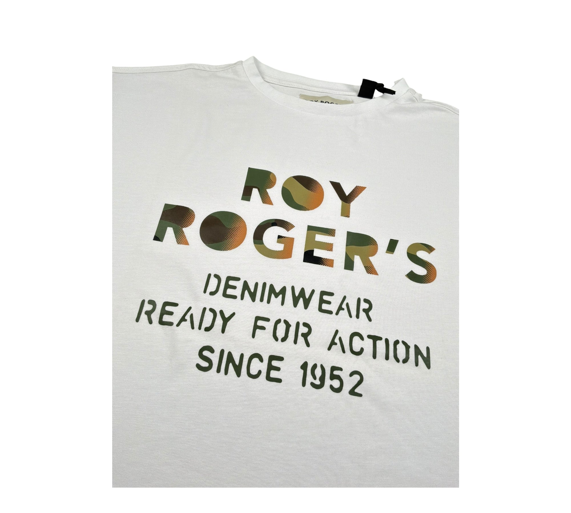 Roy Roger'S T-Shirt Girocollo Tinta Unita con Stampa per Bambino RB135 BIANCO ROY ROGER'S 