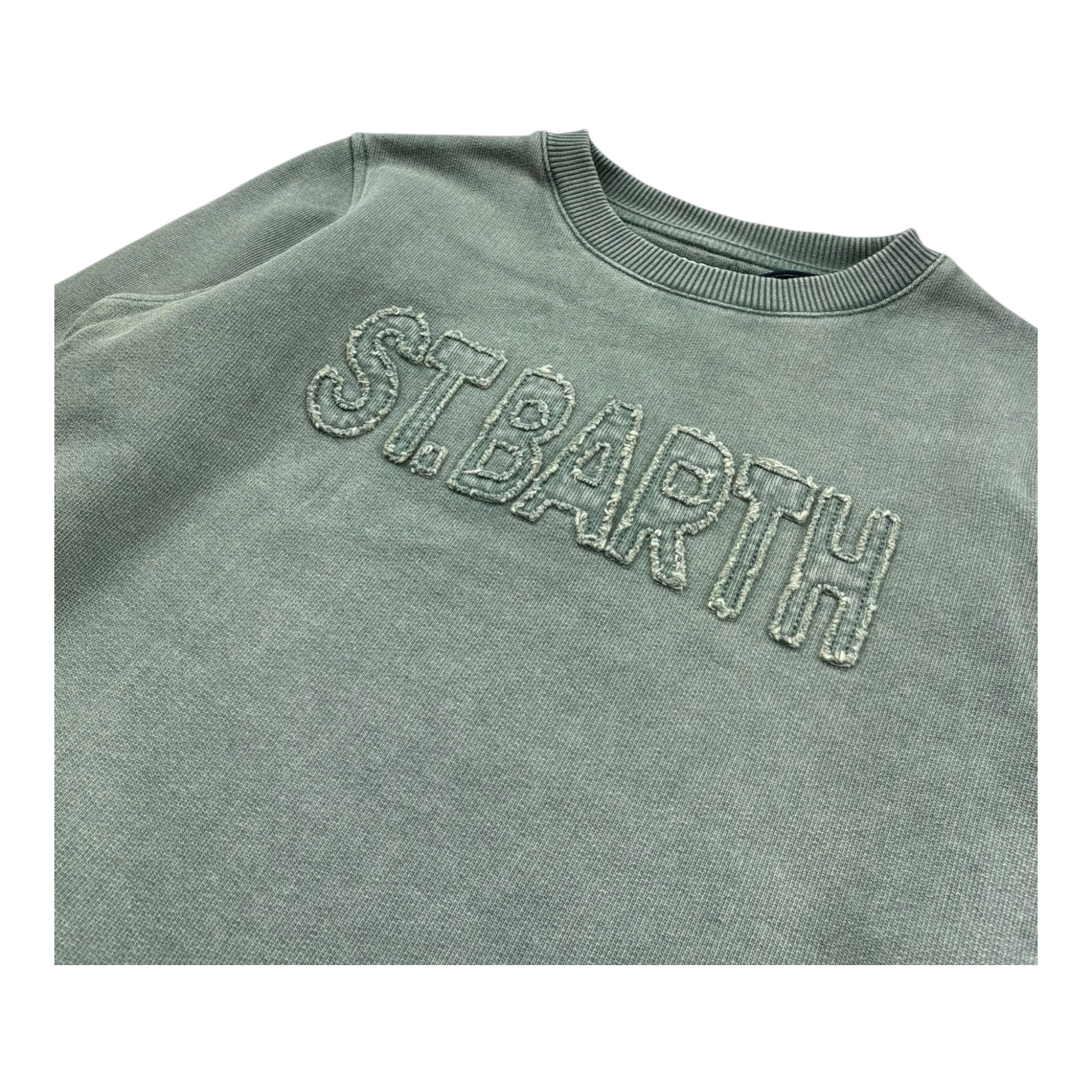 Saint Barth Felpa Girocollo Tinta Unita con Stampa per Bambino 00689L VERDE SAINT BARTH 