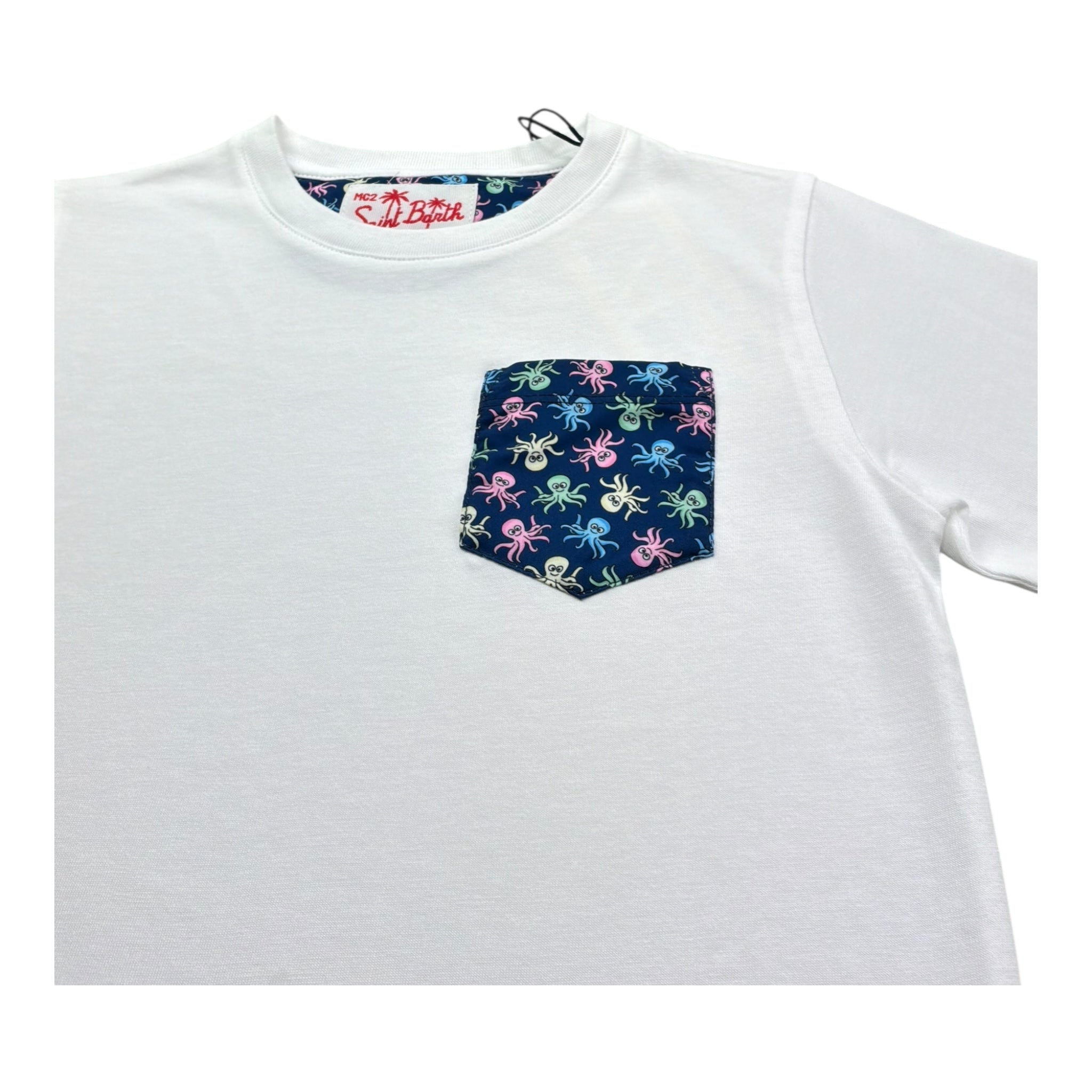 Saint Barth T-Shirt Girocollo Tinta Unita con Stampa per Bambino 00706L BIANCO SAINT BARTH 