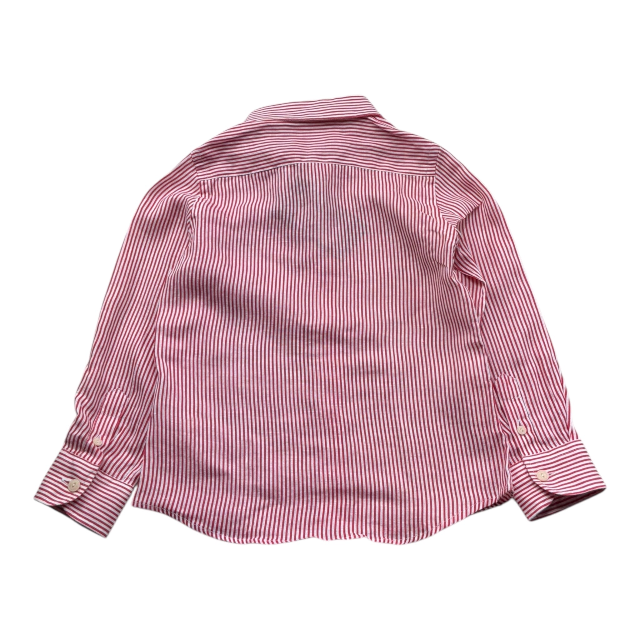 Saint Barth Camicia Manica Lunga Tinta Unita con Fantasia A Righe per Bambino 00784L ROSSO SAINT BARTH 