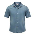 Saint Barth Camicia In Deim Tinta Unita Mezza Manica per Bambino 00862L AZZURRO SAINT BARTH 