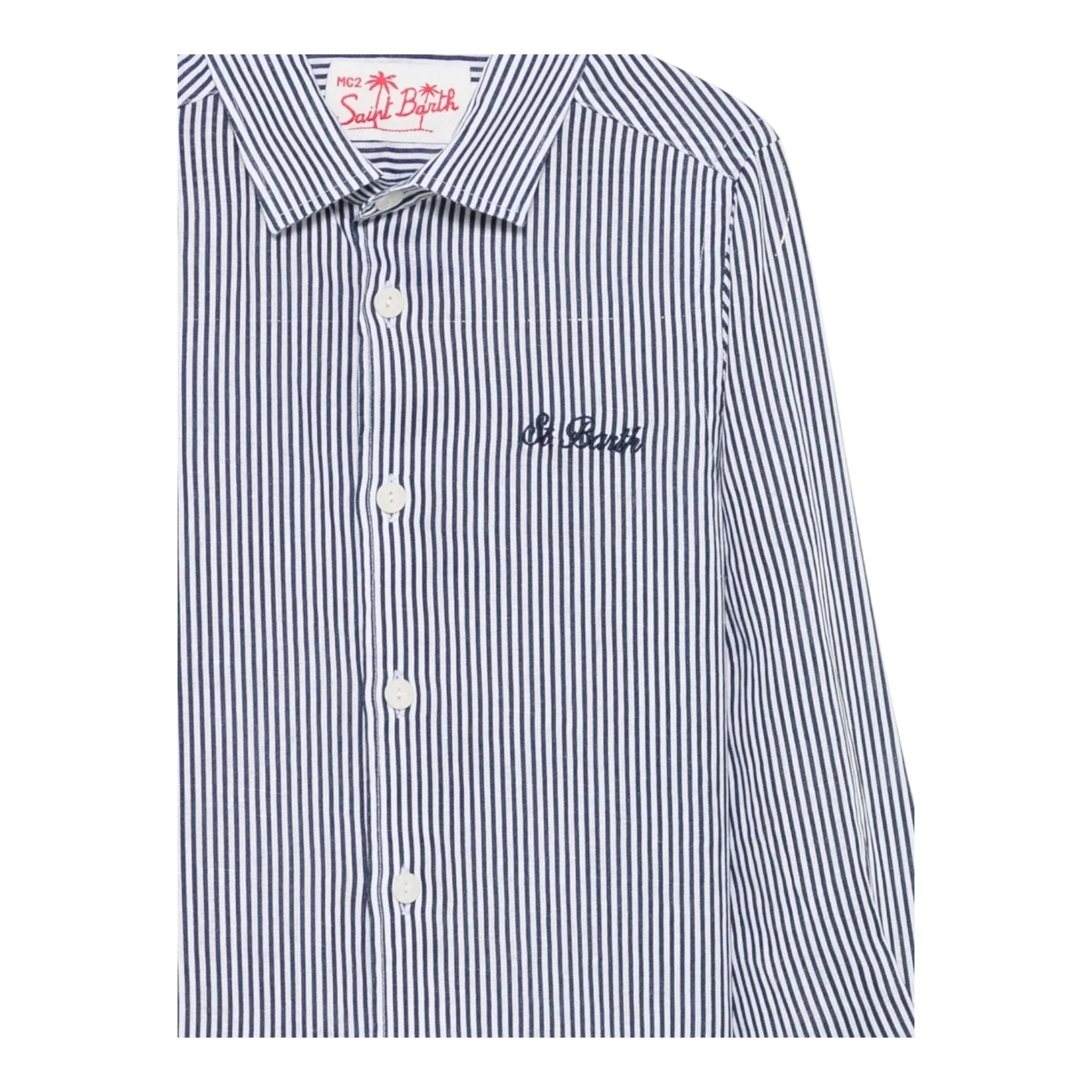 Saint Barth Camicia Manica Lunga Fantasia A Righe per Neonato AGN000101183 BLU SAINT BARTH 