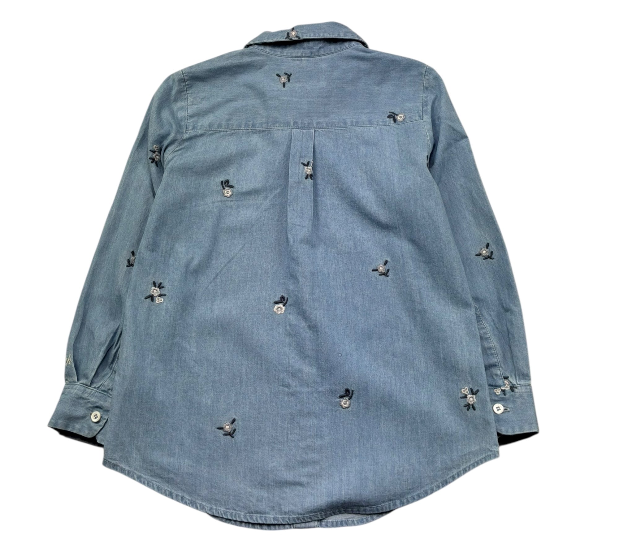 Saint Barth Camicia Manica Lunga Tinta Unita con Ricami per Bambina BRIG AZZURRO SAINT BARTH 