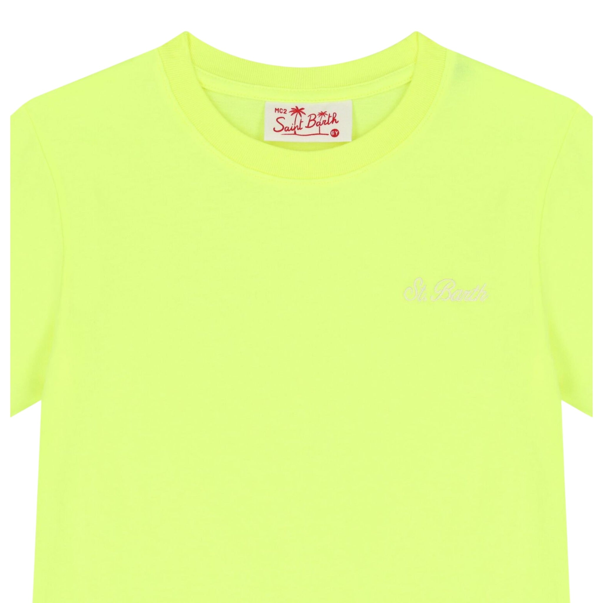 Saint Barth T-Shirt Girocollo Tinta Unita con Logo per Bambino DOVERLJR GIALLO FLUO SAINT BARTH 