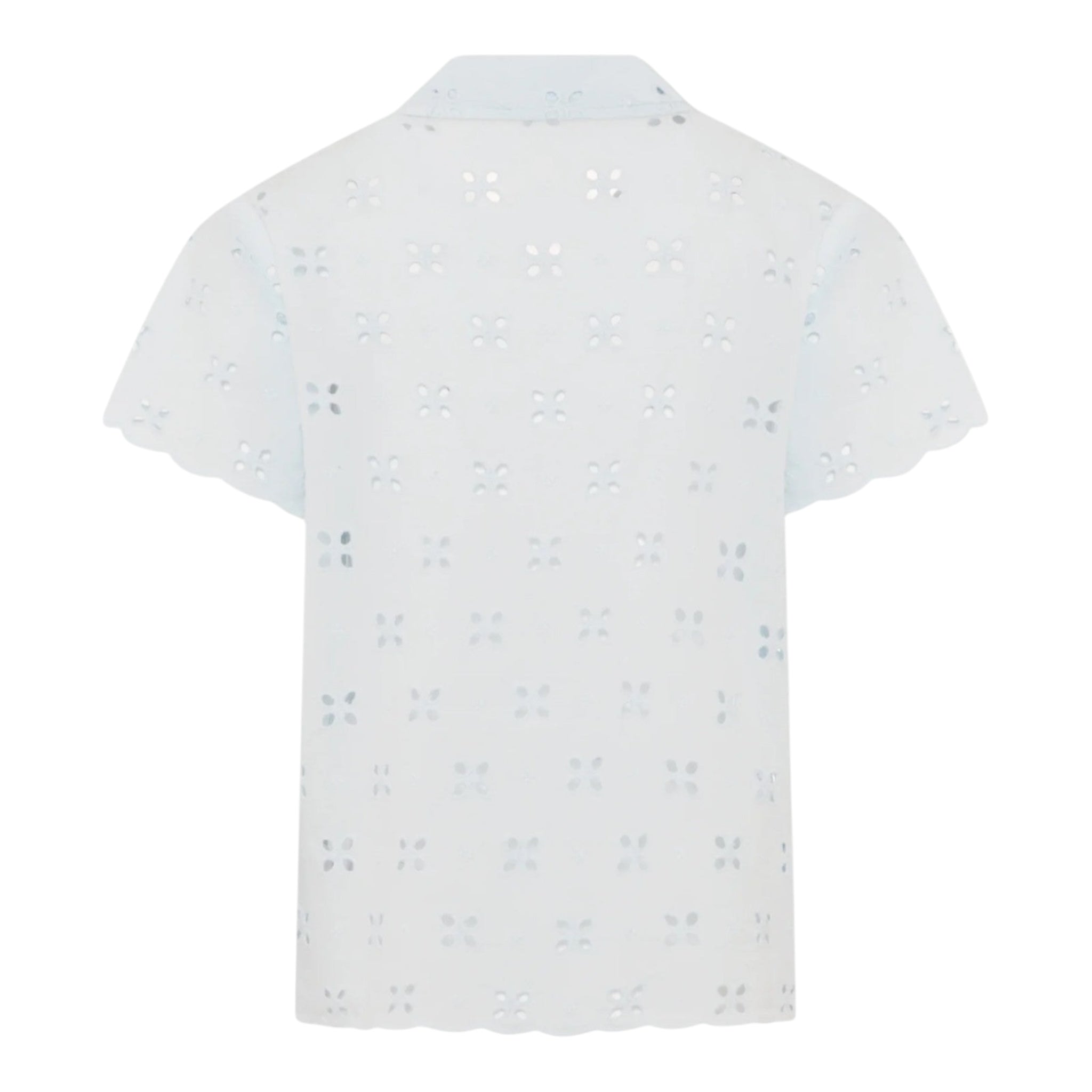 Saint Barth Camicia Mezza Manica Tinta Unita In Pizzo Sangallo per Bambina EVL000103016 BIANCO SAINT BARTH 