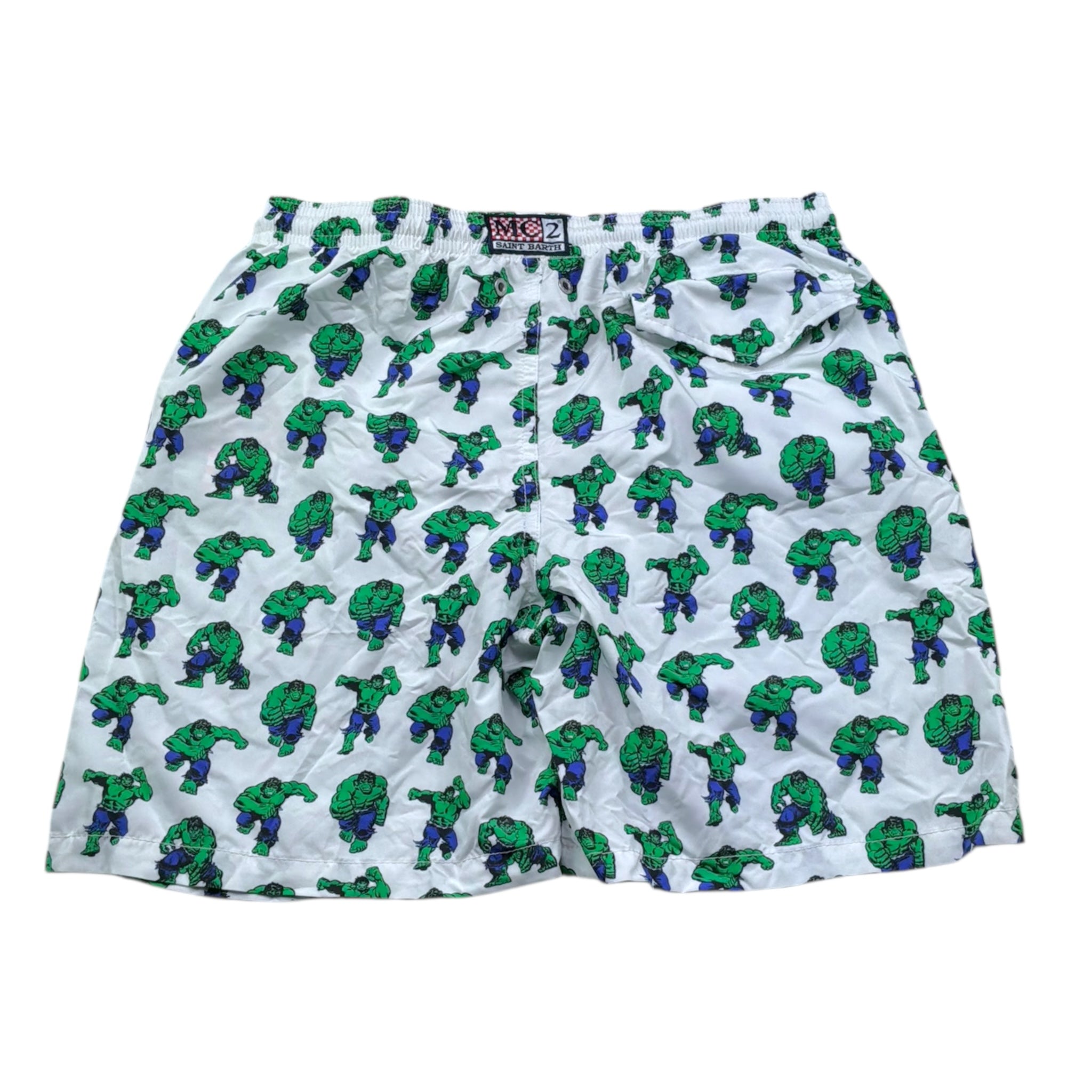 Saint Barth Costume Modello Boxer Tinta Unita con Stampa Hulk per Neonato HULK01N BIANCO SAINT BARTH 