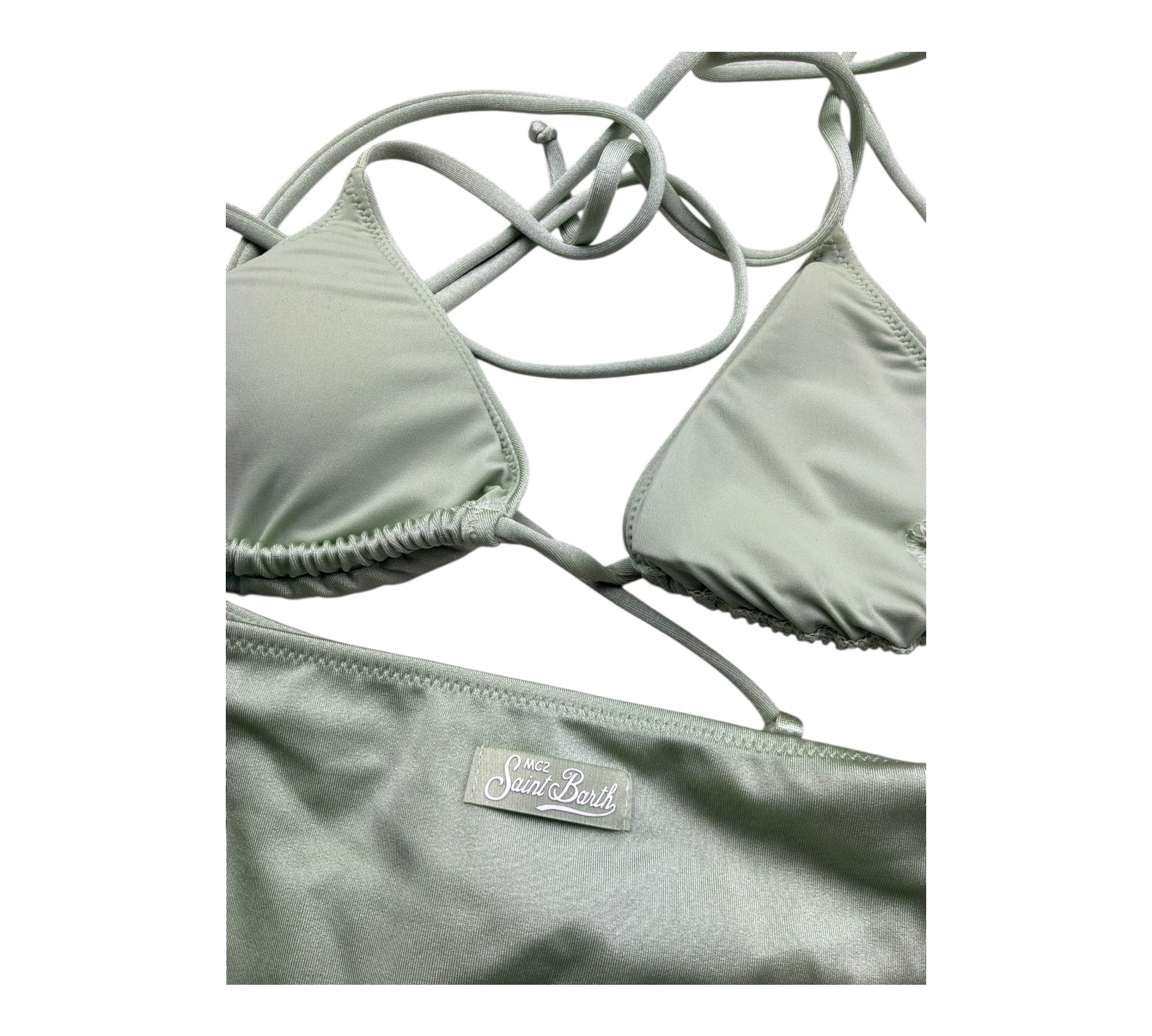 Saint Barth Costume 2 Pezzi Triangolo-Mutandina Tinta Unita per Bambina LEAH VERDE SAINT BARTH 