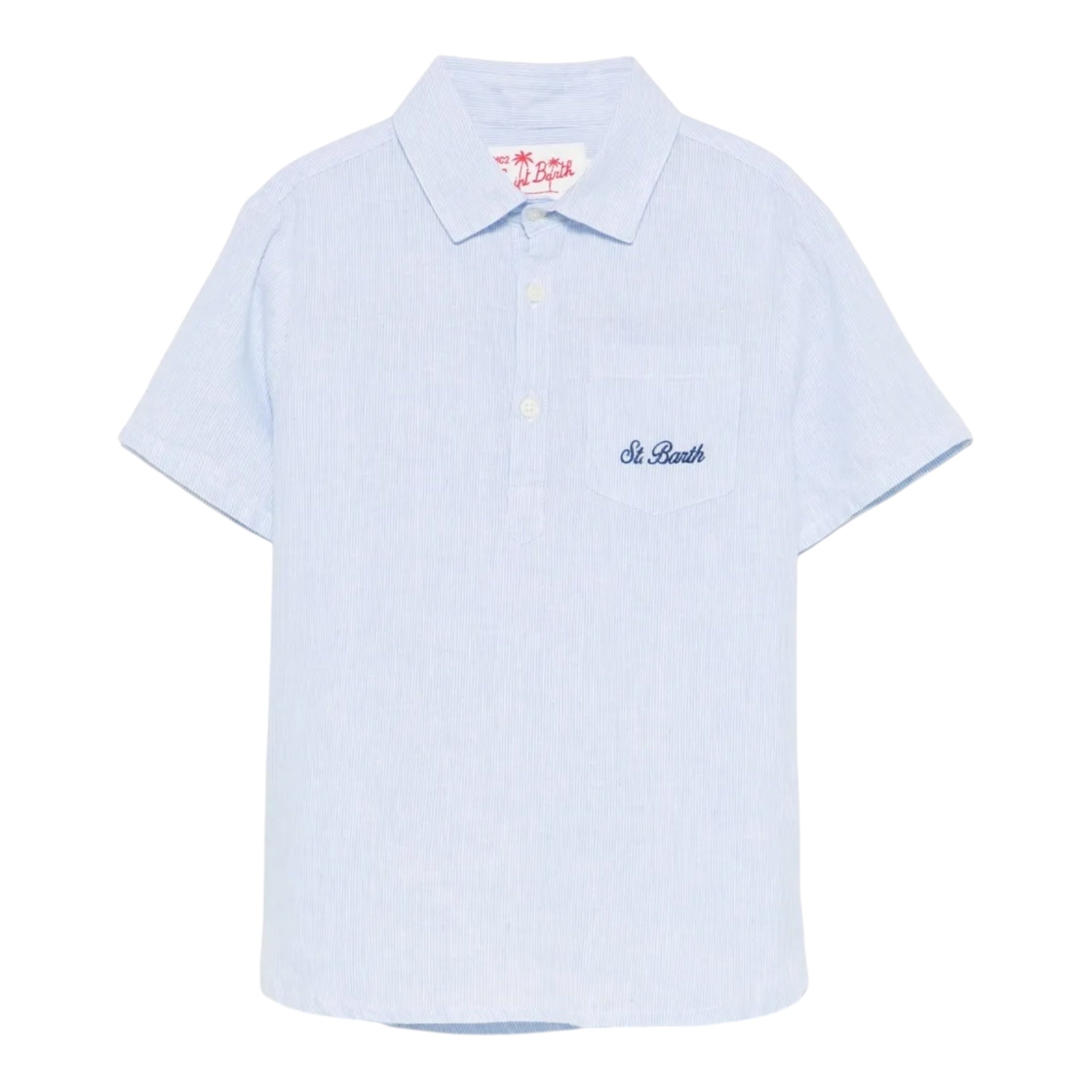 Saint Barth Camicia Mezza Manica Fantasia A Righe per Bambino MDR001 BLU SAINT BARTH 