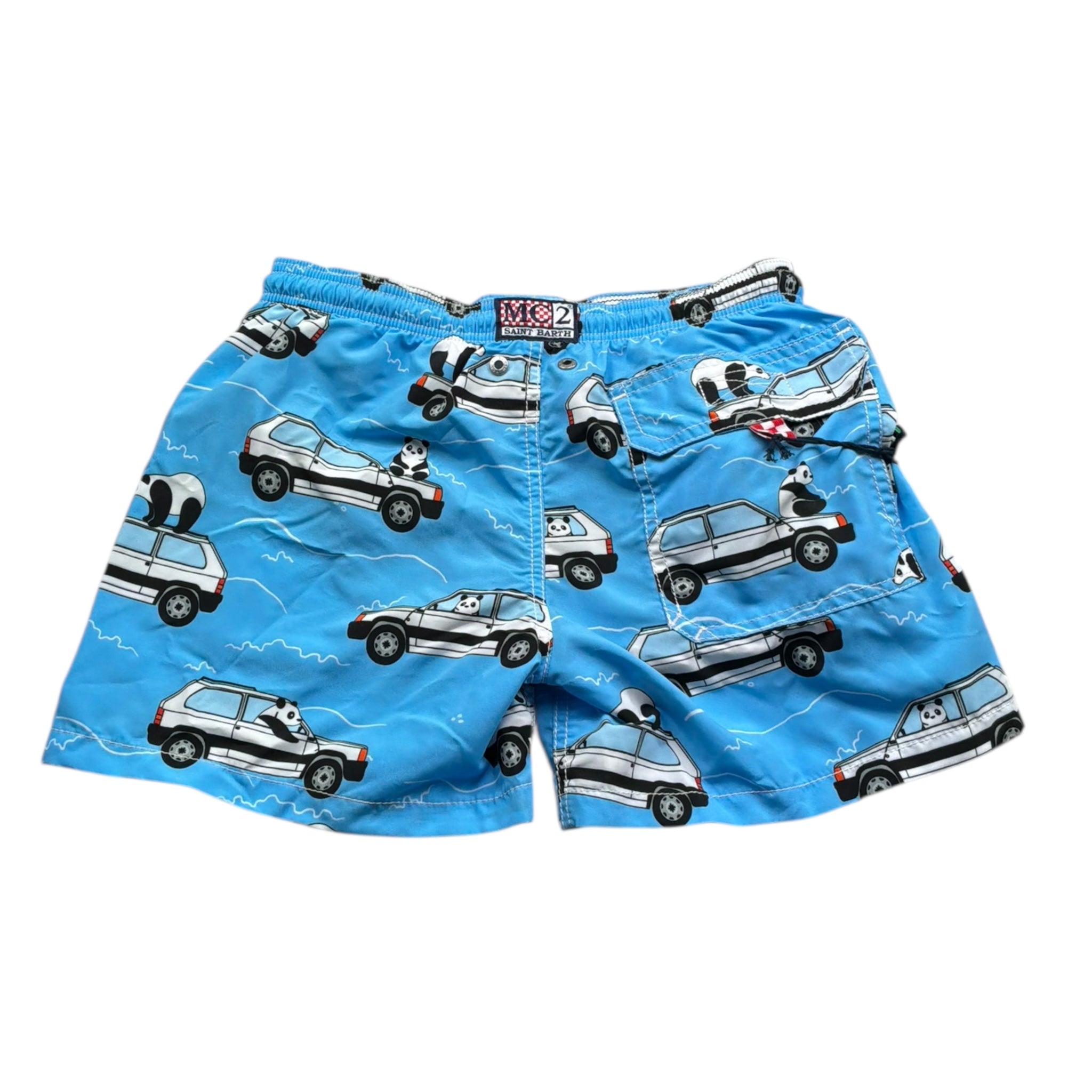 Saint Barth Costume Modello Boxere Tinta Unita con Stampa  per Neonato PANDAN AZZURRO SAINT BARTH 