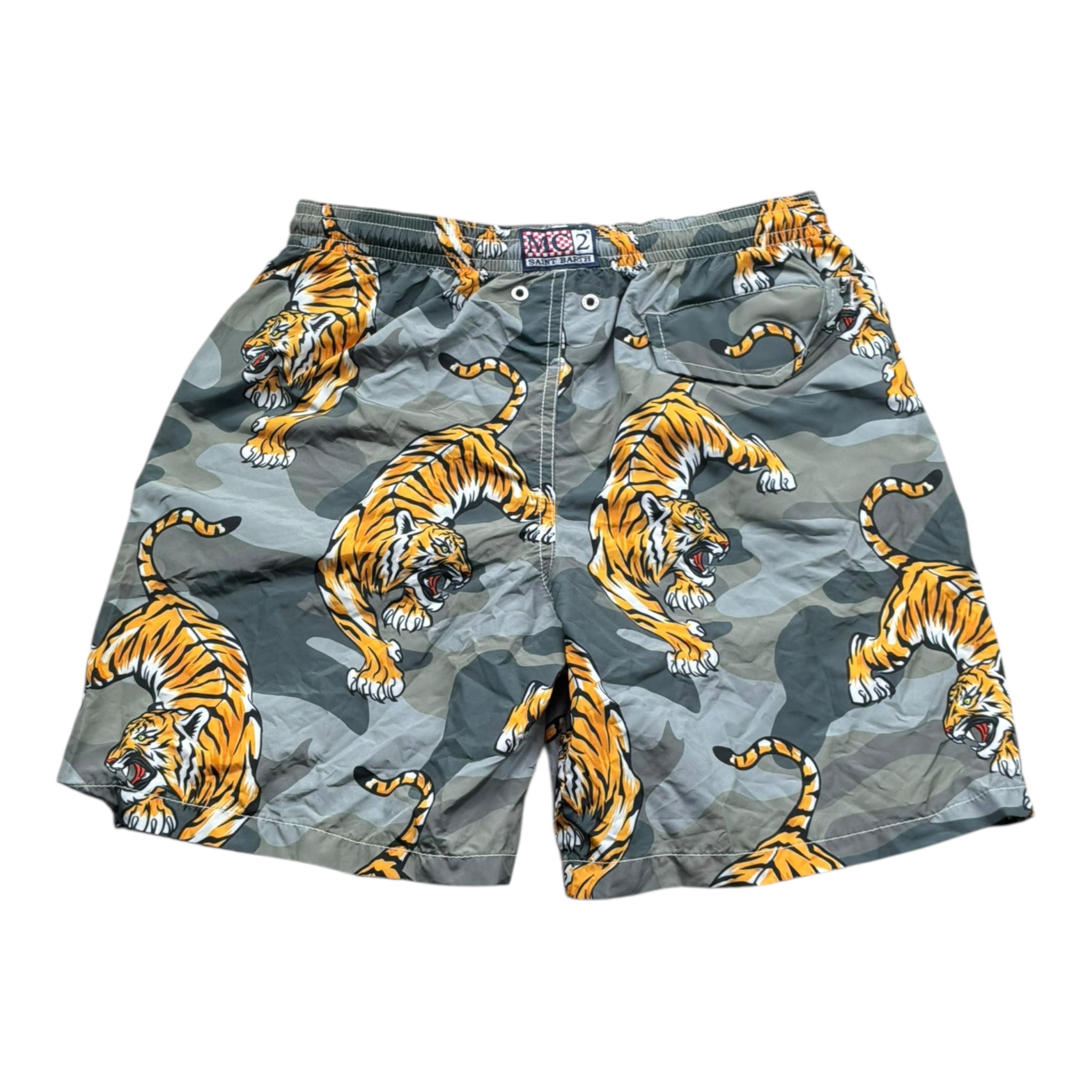 Saint Barth Costume Modello Boxer Tinta Unita con Stampa per Bambino TROPICAL VERDE SAINT BARTH 