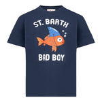 Saint Barth T.Shirt Girocollo Tinta Unita con Logo per Neonato TSH000100055 BLU SAINT BARTH 