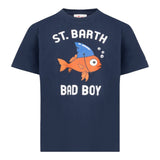 Saint Barth T.Shirt Girocollo Tinta Unita con Logo per Neonato TSH000100055 BLU SAINT BARTH 