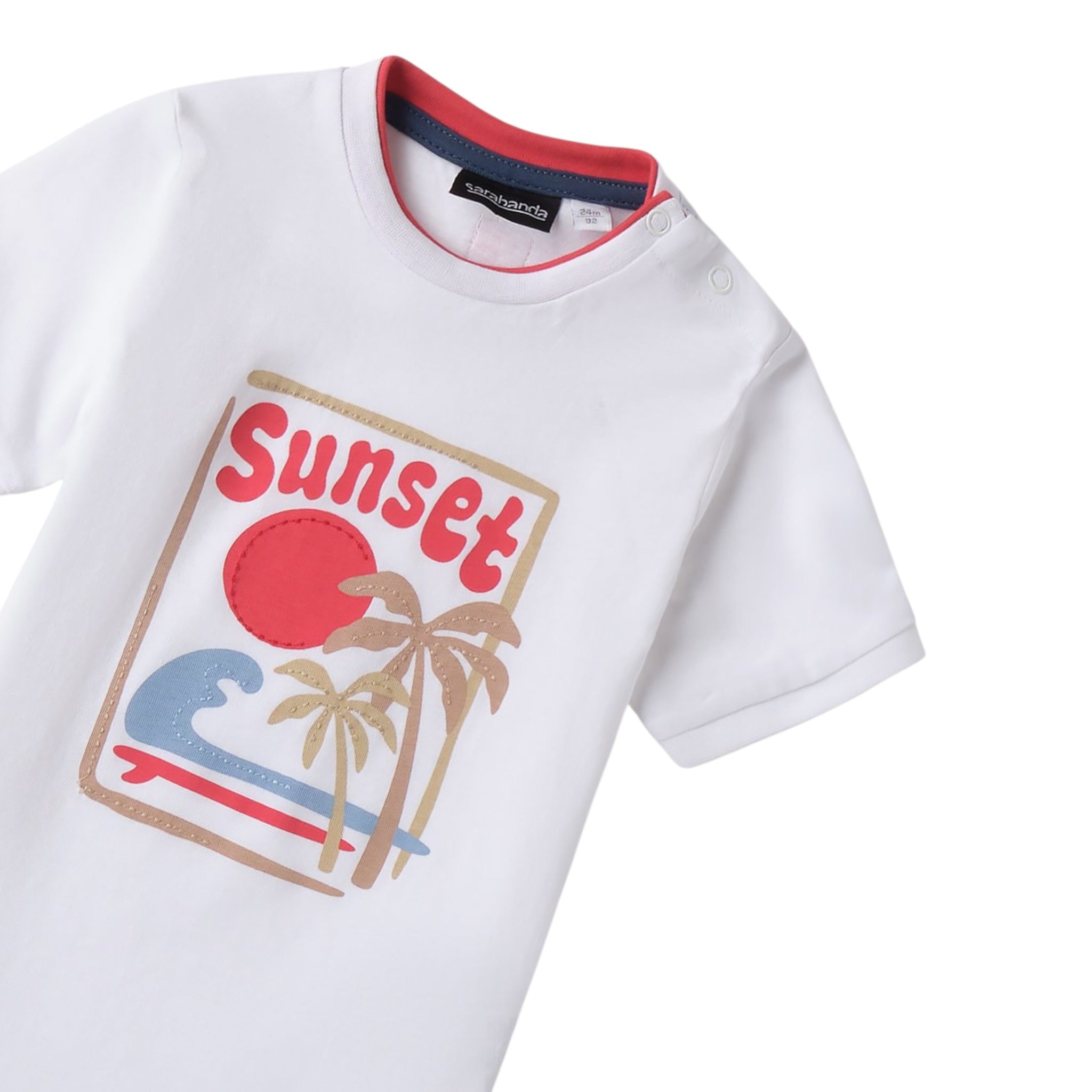 Sarabanda T-Shirt Tinta Unita con Stampa per Bambino 0B144X BIANCO SARABANDA 