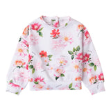 Sarabanda Felpa Girocollo Tinta Unita con Fantasia Fiori per Bambina 0B201 BIANCO SARABANDA 