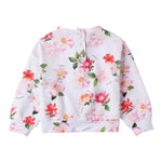 Sarabanda Felpa Girocollo Tinta Unita con Fantasia Fiori per Bambina 0B201 BIANCO SARABANDA 