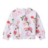 Sarabanda Felpa Girocollo Tinta Unita con Fantasia Fiori per Bambina 0B201 BIANCO SARABANDA 