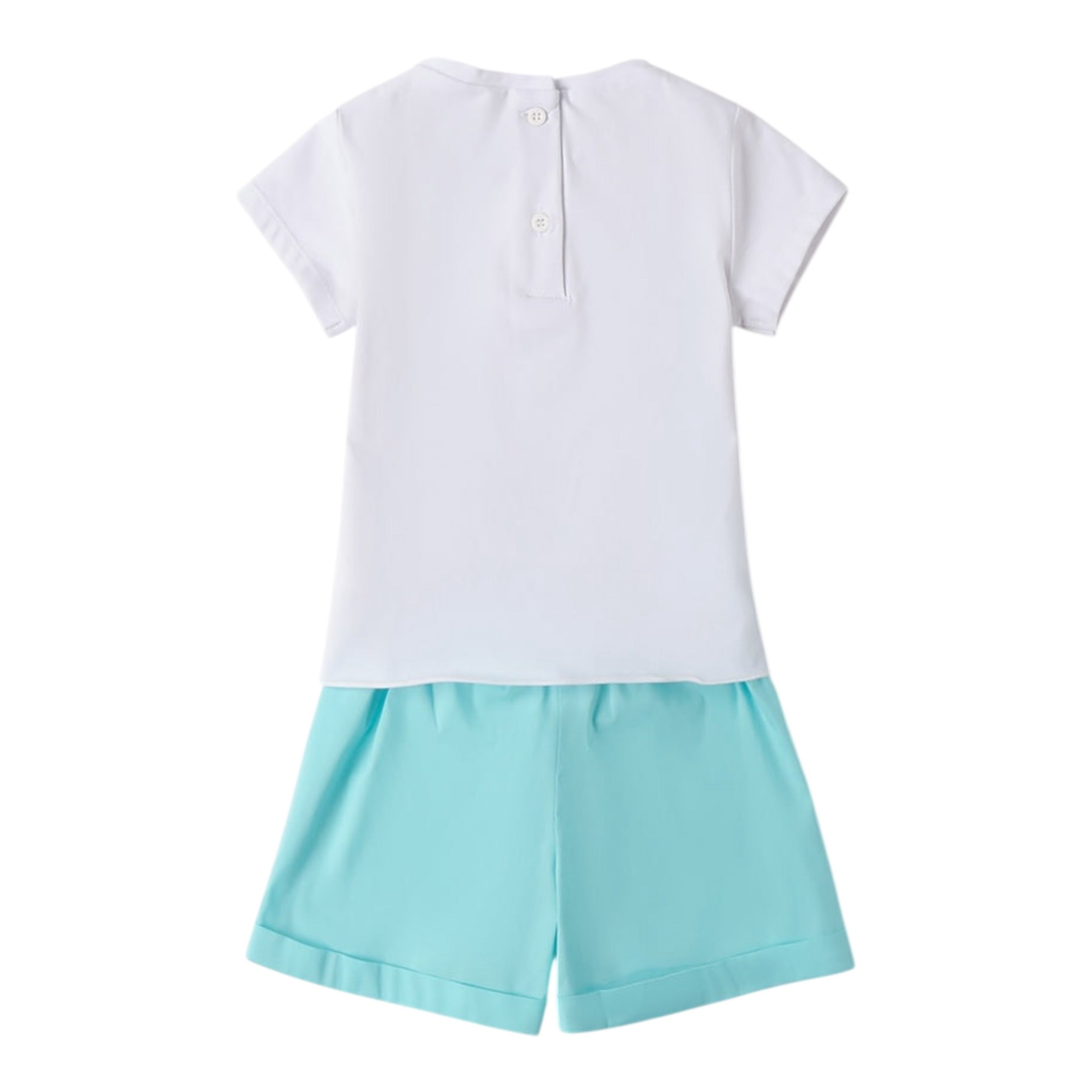 Sarabanda Completo 2 Pezzi T-Shirt-Short Bicolore per Bambina 0B236X BIANCO/AZZURRO SARABANDA 
