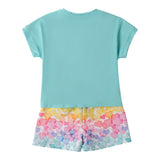 Sarabanda Completo 2 Pezzi Short-T-Shirt Verde Acqua per Neonata 0B237 VERDE ACQUA SARABANDA 