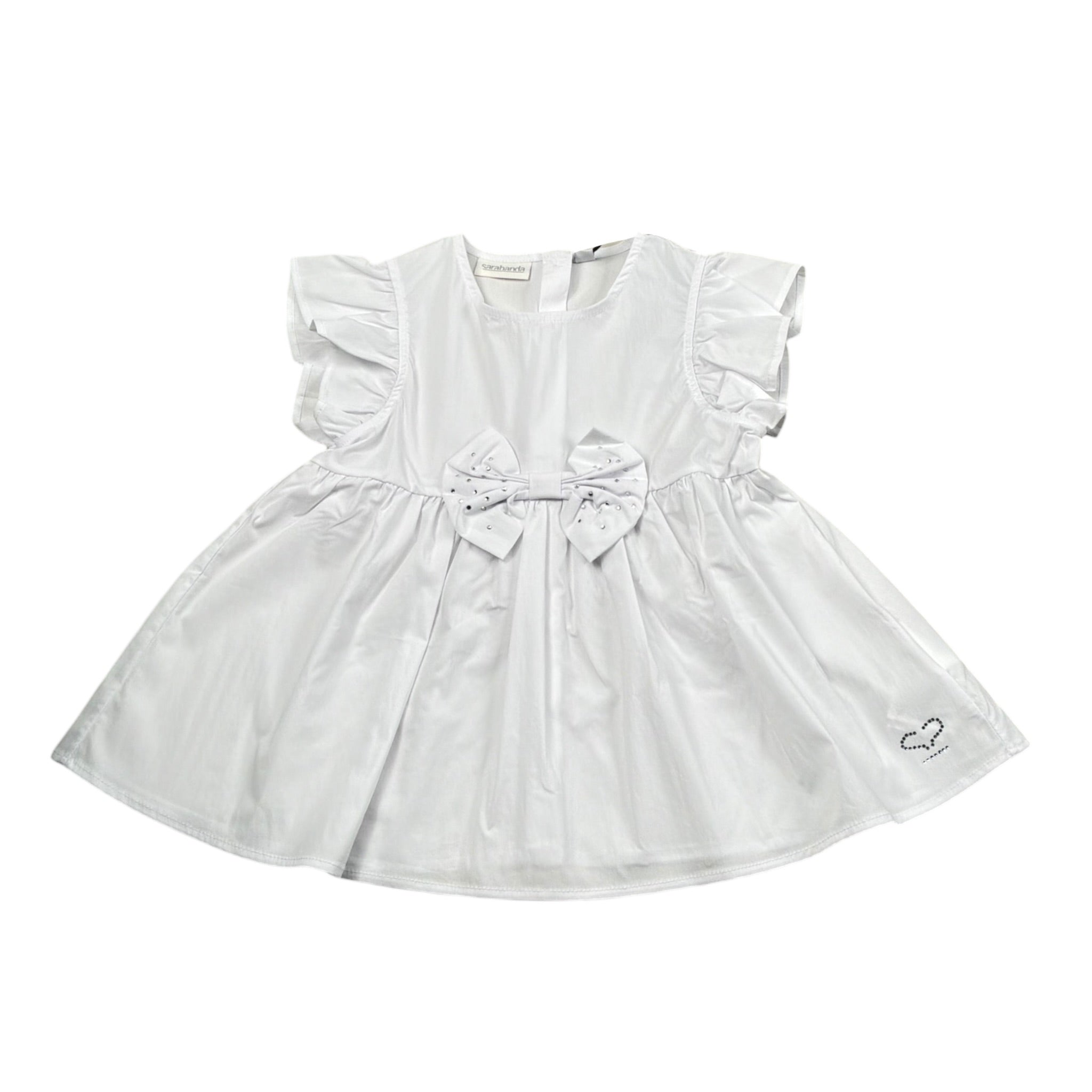 Sarabanda Camicia Tinta Unita con Balze per Bambina 0B358 BIANCO SARABANDA 
