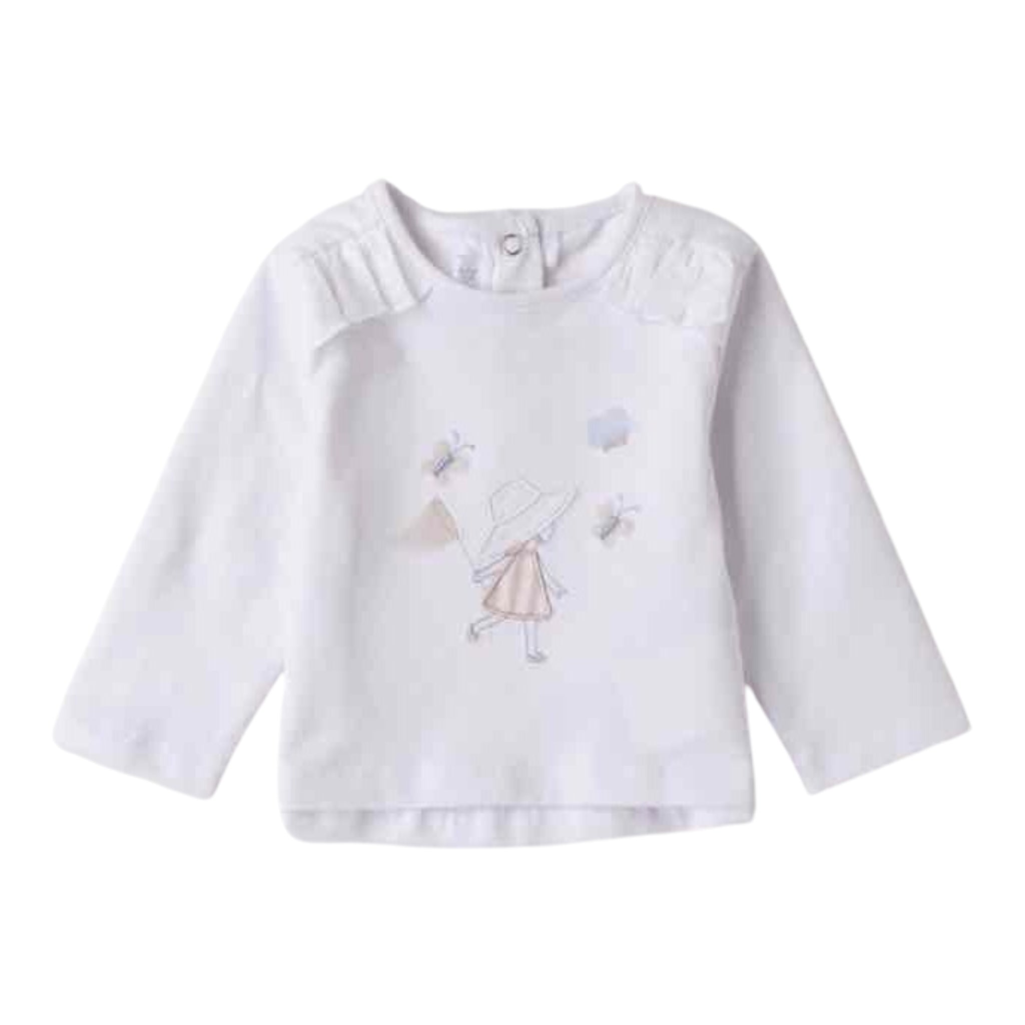 Sarabanda Shirt Girocollo Tinta Unita con Stampa per Neonata 3B703 BIANCO SARABANDA 