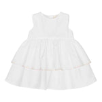 Simonetta Abito Giromanica Tinta Unita con Ricami Logo per Neonata SW1012P0518 BIANCO SIMONETTA 