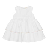 Simonetta Abito Giromanica Tinta Unita con Ricami Logo per Neonata SW1012P0518 BIANCO SIMONETTA 