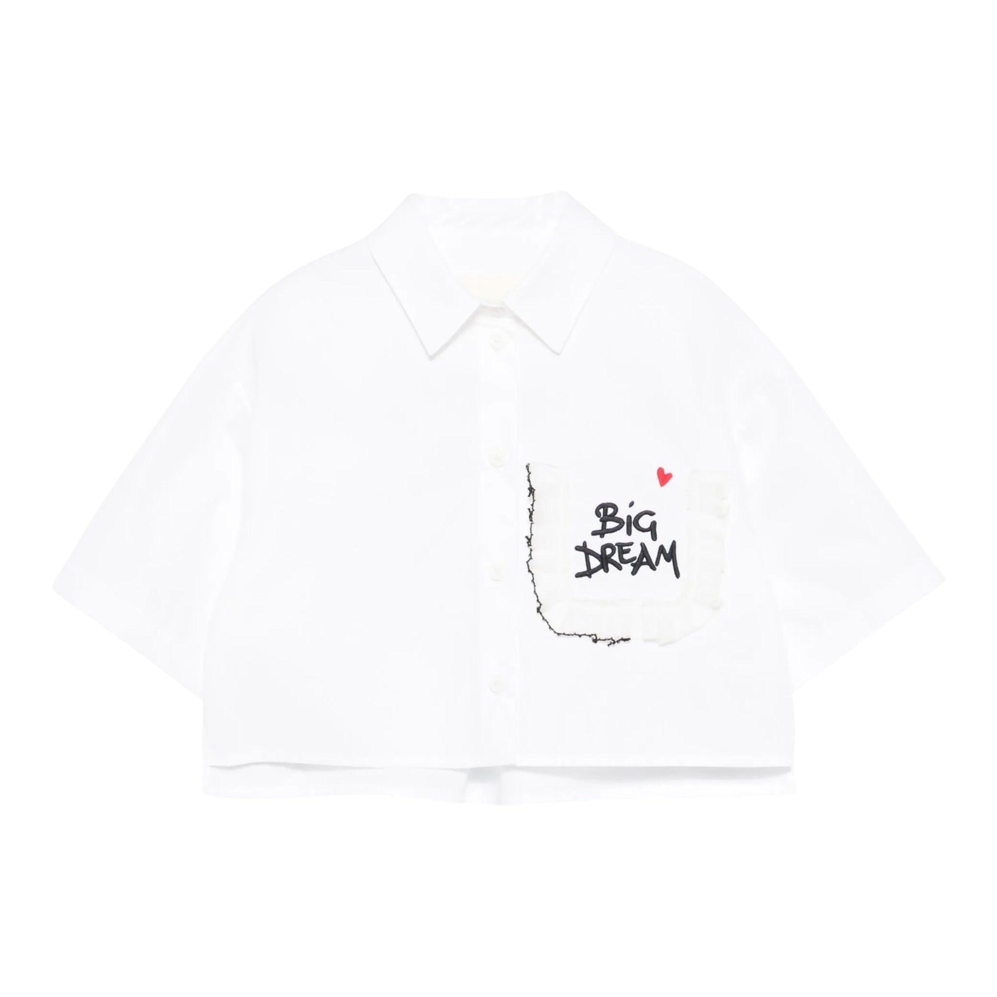 Simonetta Camicia Mezza Manica Tinta Unita con Cuore per Bambina SW5A31 BIANCO SIMONETTA 