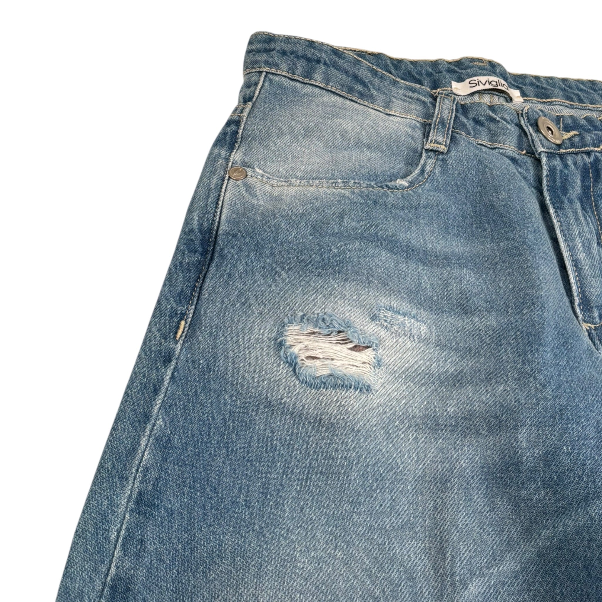 Siviglia Jeans Tinta Unita con Strappi per Bambino SVJPT17237 AZZURRO SIVIGLIA 