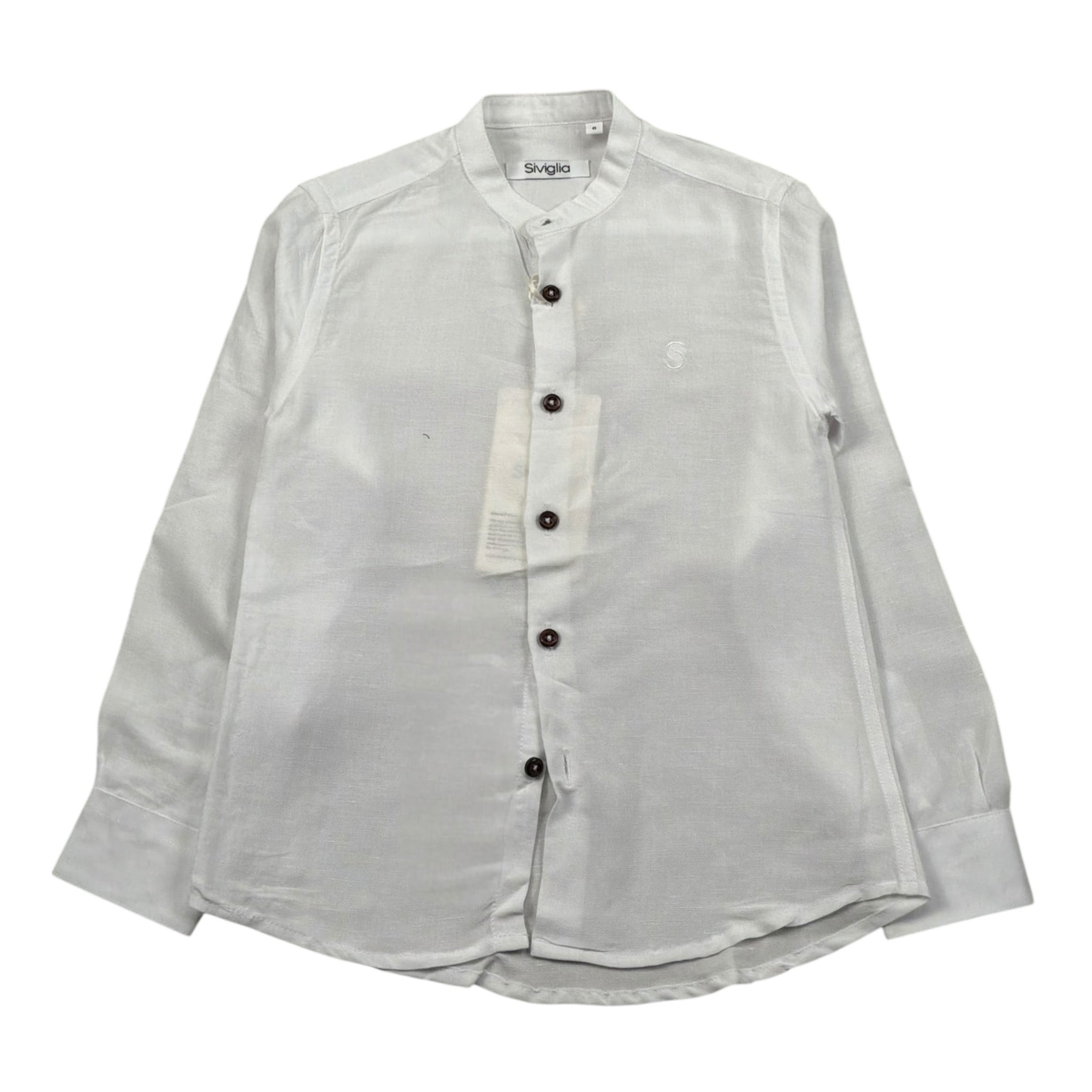 Siviglia Camicia Manica Lunga Tinta Unita con Collo Coreano per Bambino SVJSH17196 BIANCO SIVIGLIA 