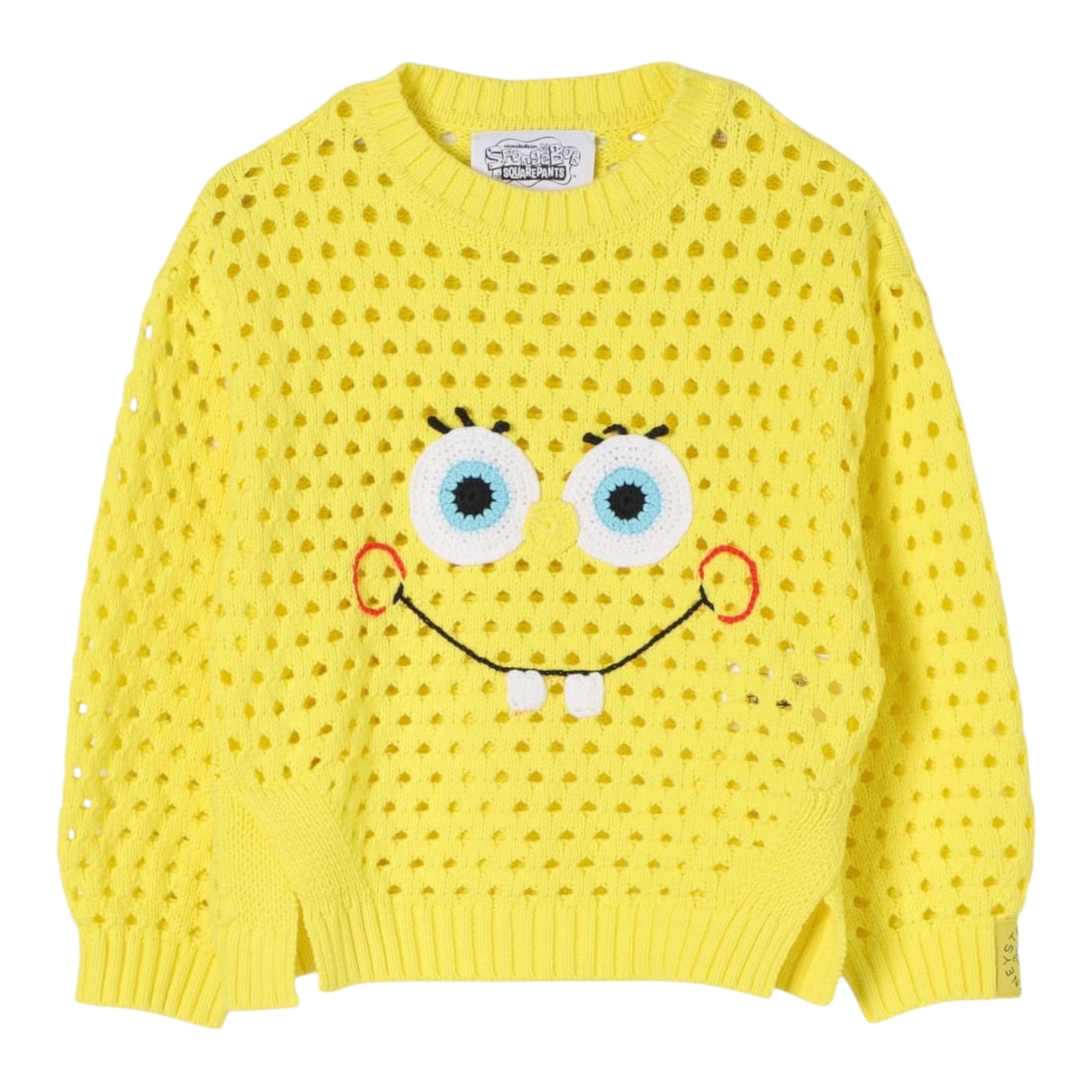 Stella Mccartney Maglia Traforata Tinta Unita Stampa Spongebob per Bambina TW9A80 GIALLO STELLA McCARTNEY 