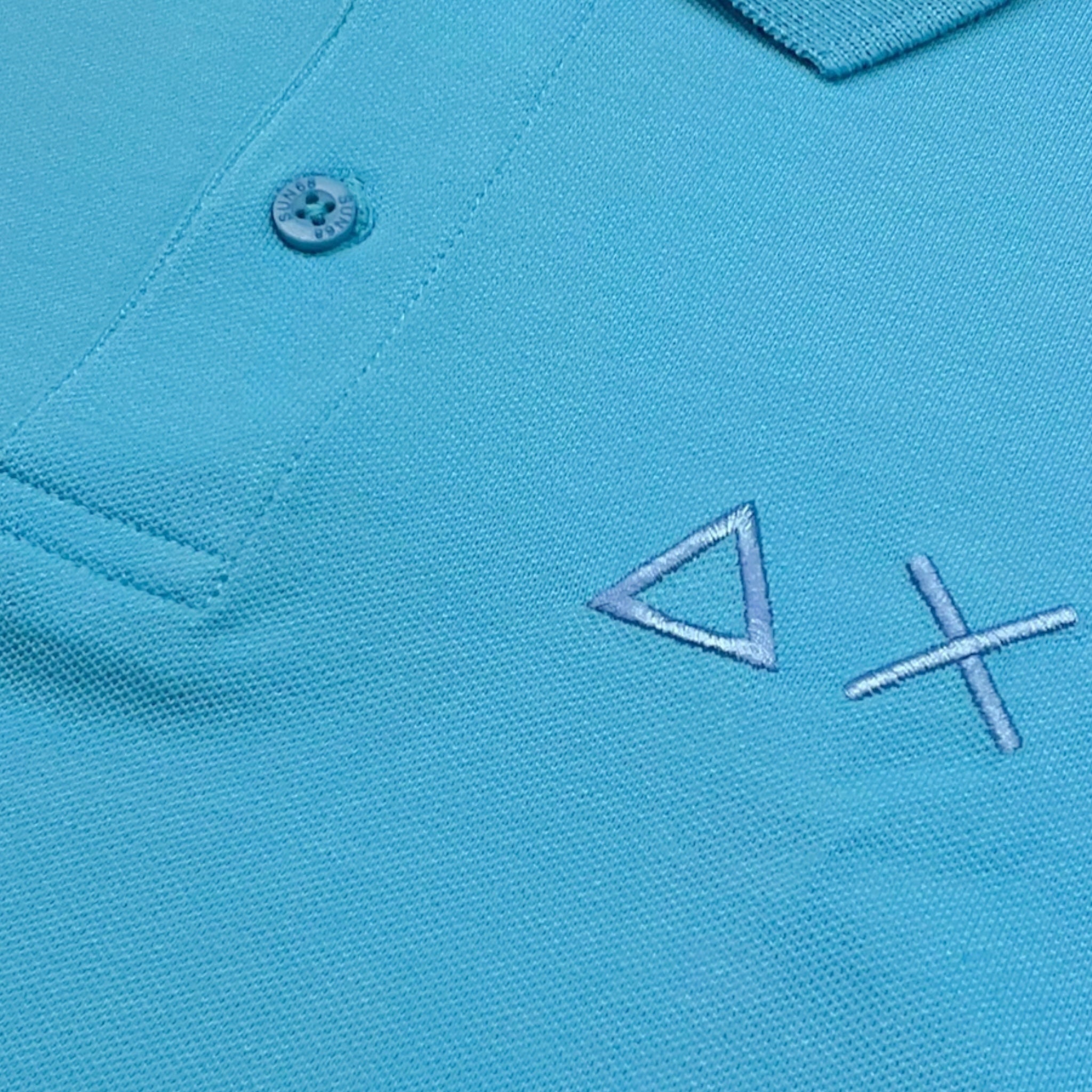 Sun68 Polo Mezza Manica Tinta Unita con Stampa per Bambino CPA35313 AZZURRO SUN68 