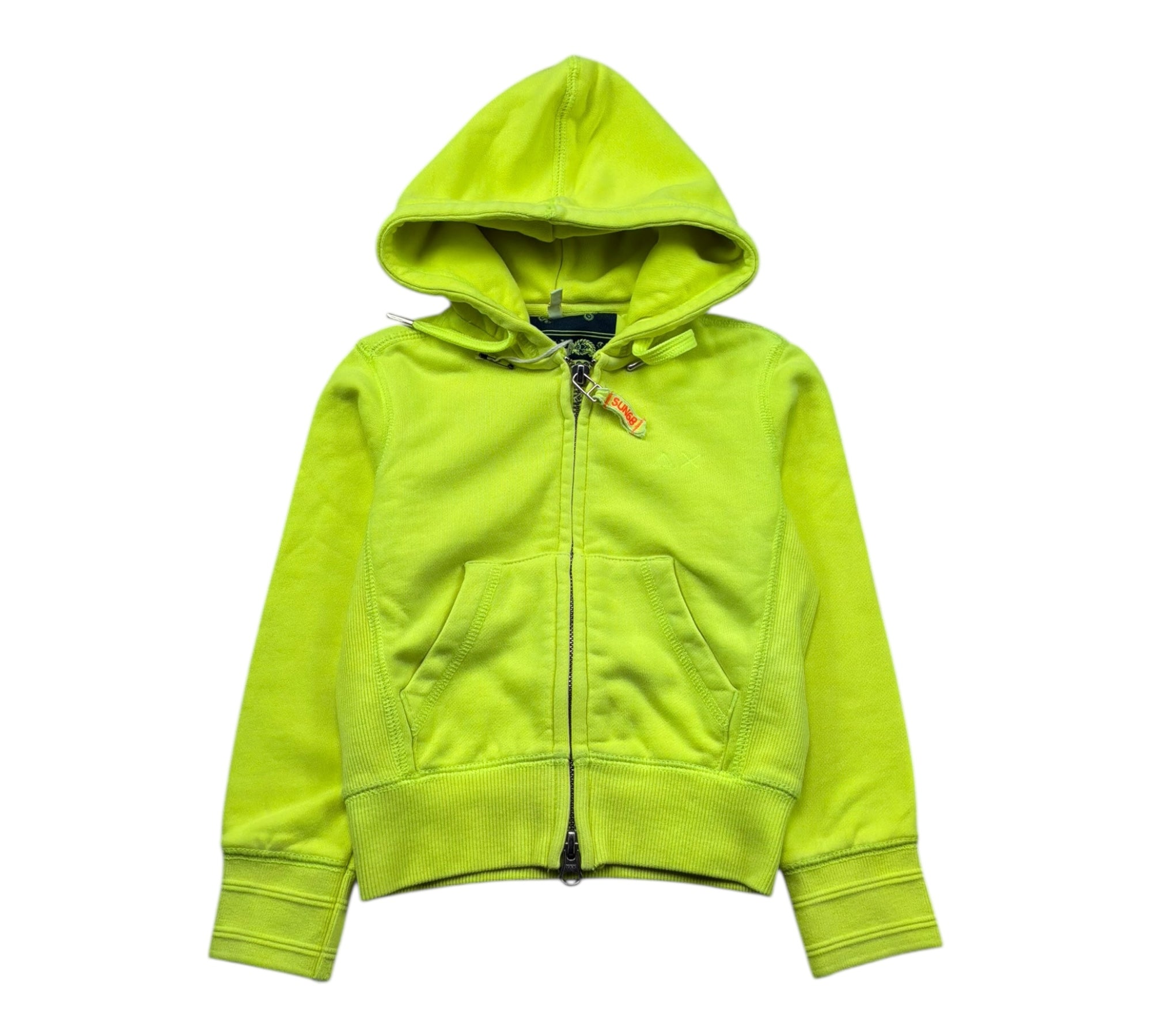 Sun68 Felpa con Zip E Cappuccio Tinta Unita per Bambino F31304 GIALLO FLUO SUN68 