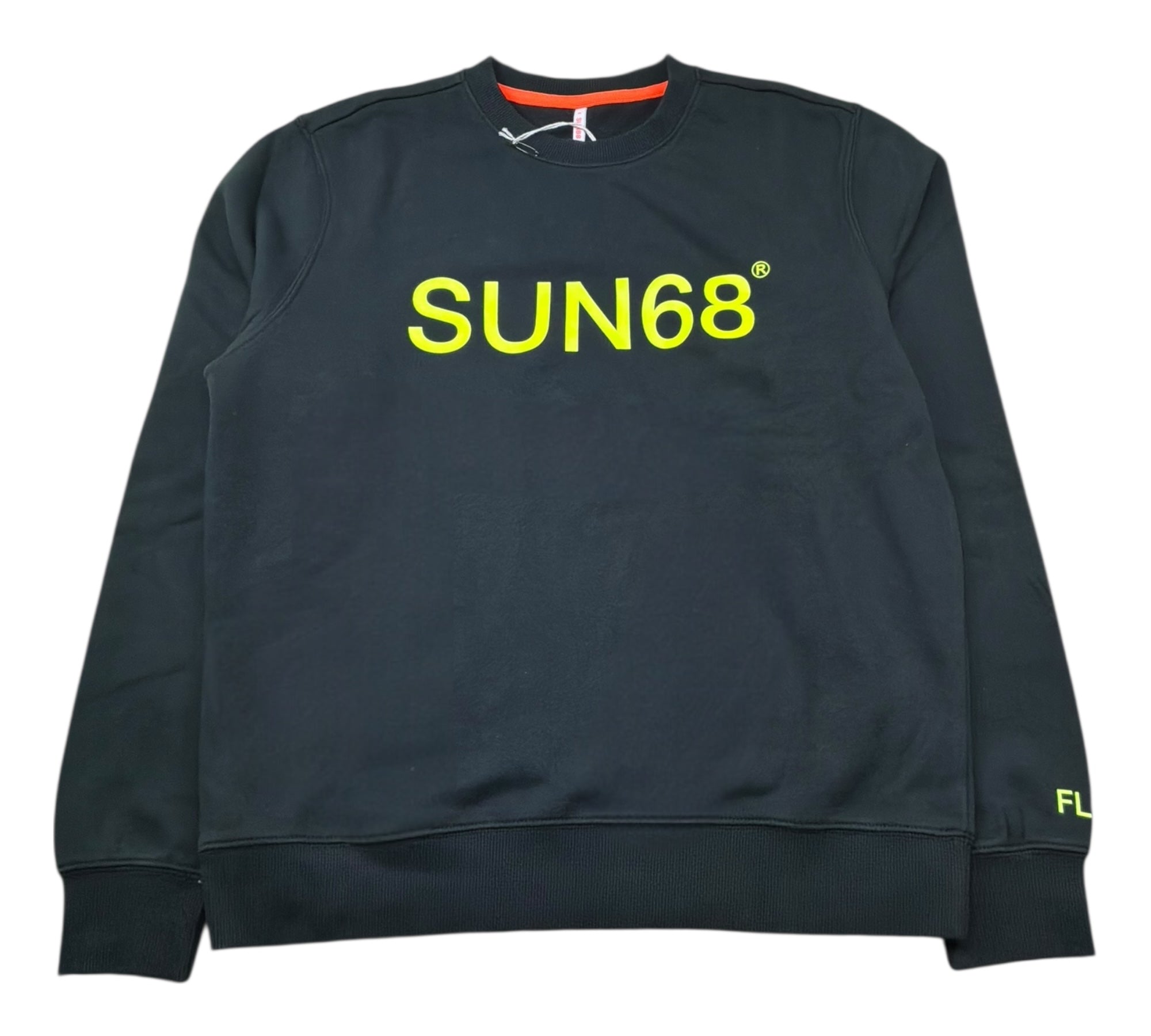Sun68 Felpa Chiusa Girocollo Tinta Unita con Logo per Bambino F31310 NERO SUN68 