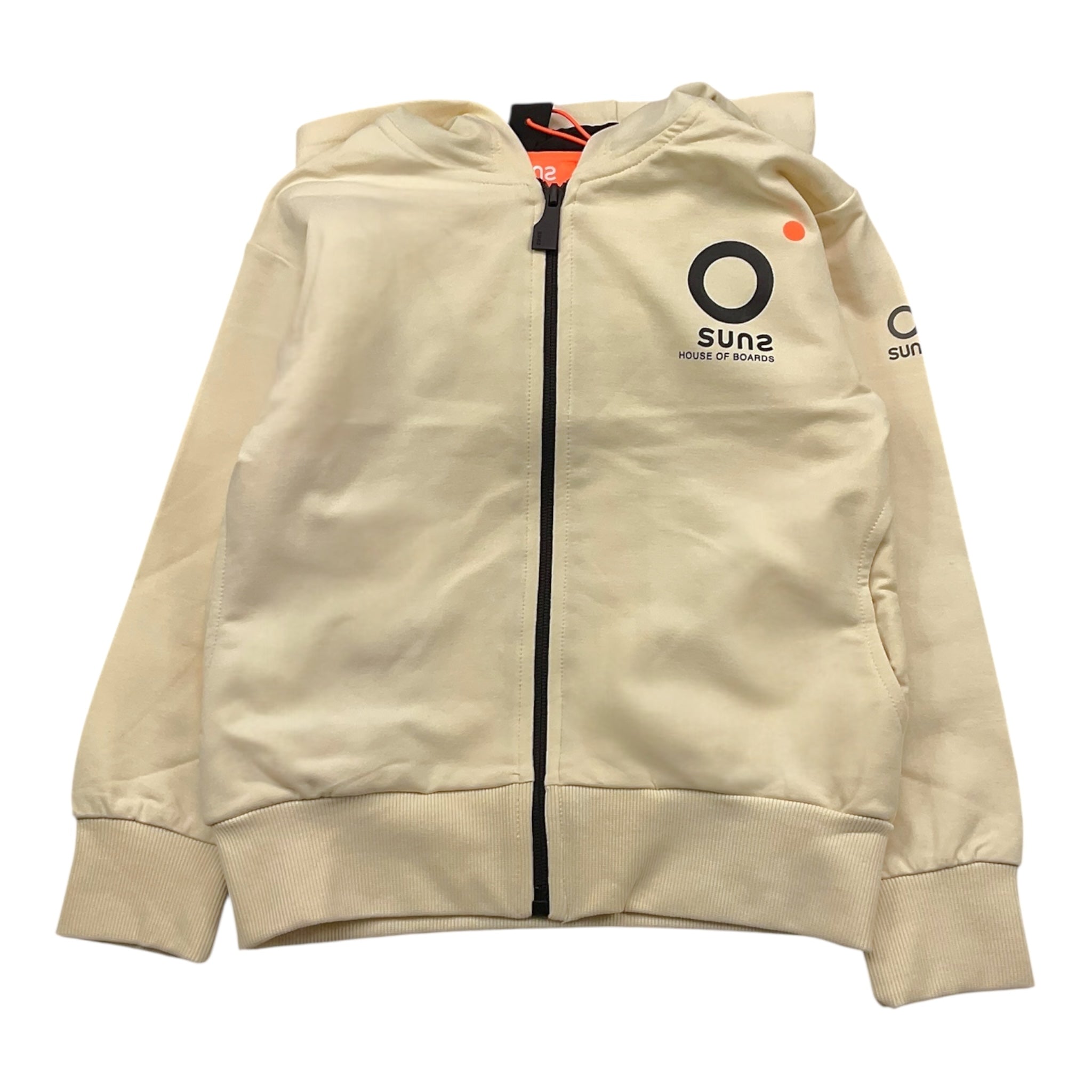Suns  Felpa Tinta Unita con Zip E Cappuccio per Bambino MFS5104U PANNA SUNS 