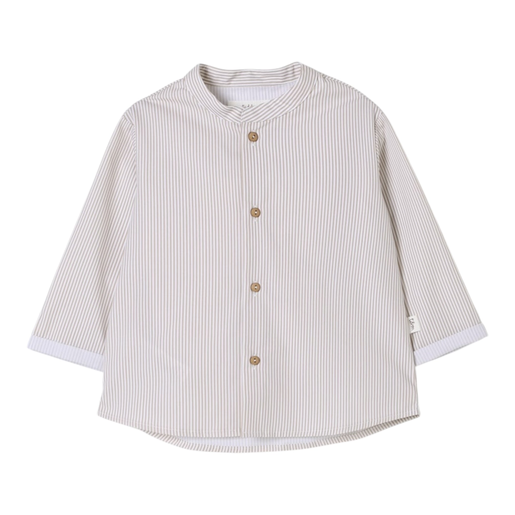 Teddy E Minou Camicia Manica Lunga Fantasia A Righe per Neonato E25CI001C4134 BEIGE TEDDY E MINOU 