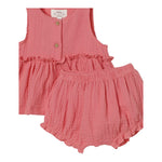 Teddy E Minou Completo 2pz Giromanica Tinta Unita con Culotte per Neonata E25CP044C0070 ROSA TEDDY E MINOU 