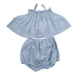 Teddy E Minou Completo 2 Pezzi Top-Coulotte Fantasia A Righe per Neonata E25CP049C1080 BIANCO/AZZURRO TEDDY E MINOU 