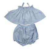 Teddy E Minou Completo 2 Pezzi Top-Coulotte Fantasia A Righe per Neonata E25CP049C1080 BIANCO/AZZURRO TEDDY E MINOU 