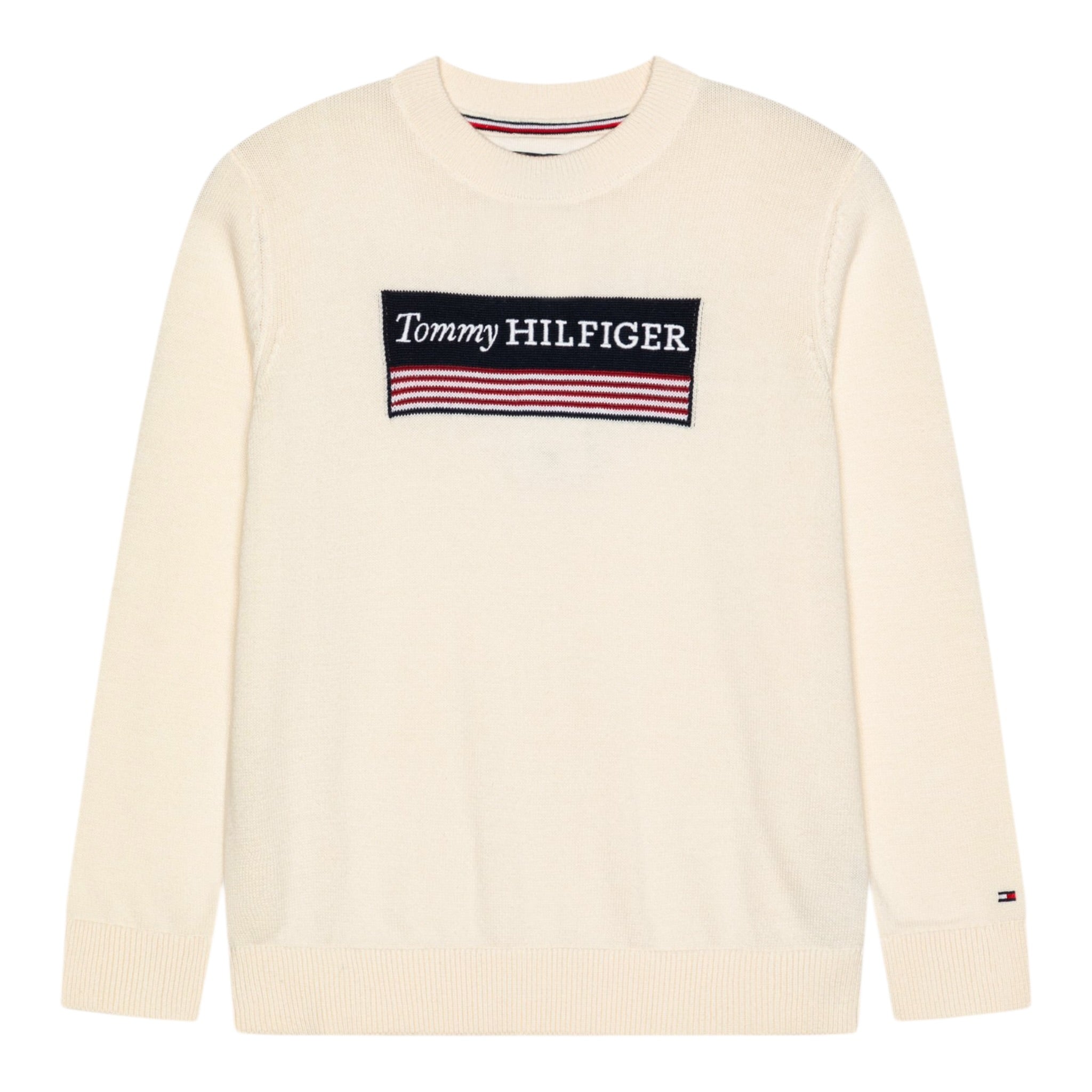 Tommy Hilfiger Maglia Girocollo Tinta Unita con Stampa per Bambino KB0KB09344 PANNA TOMMY HILFIGER 