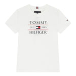 Tommy Hilfiger T-Shirt Girocollo Tinta Unita con Logo per Bambino KB0KB09538X BIANCO TOMMY HILFIGER 