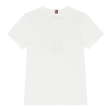 Tommy Hilfiger T-Shirt Girocollo Tinta Unita con Logo per Bambino KB0KB09538X BIANCO TOMMY HILFIGER 