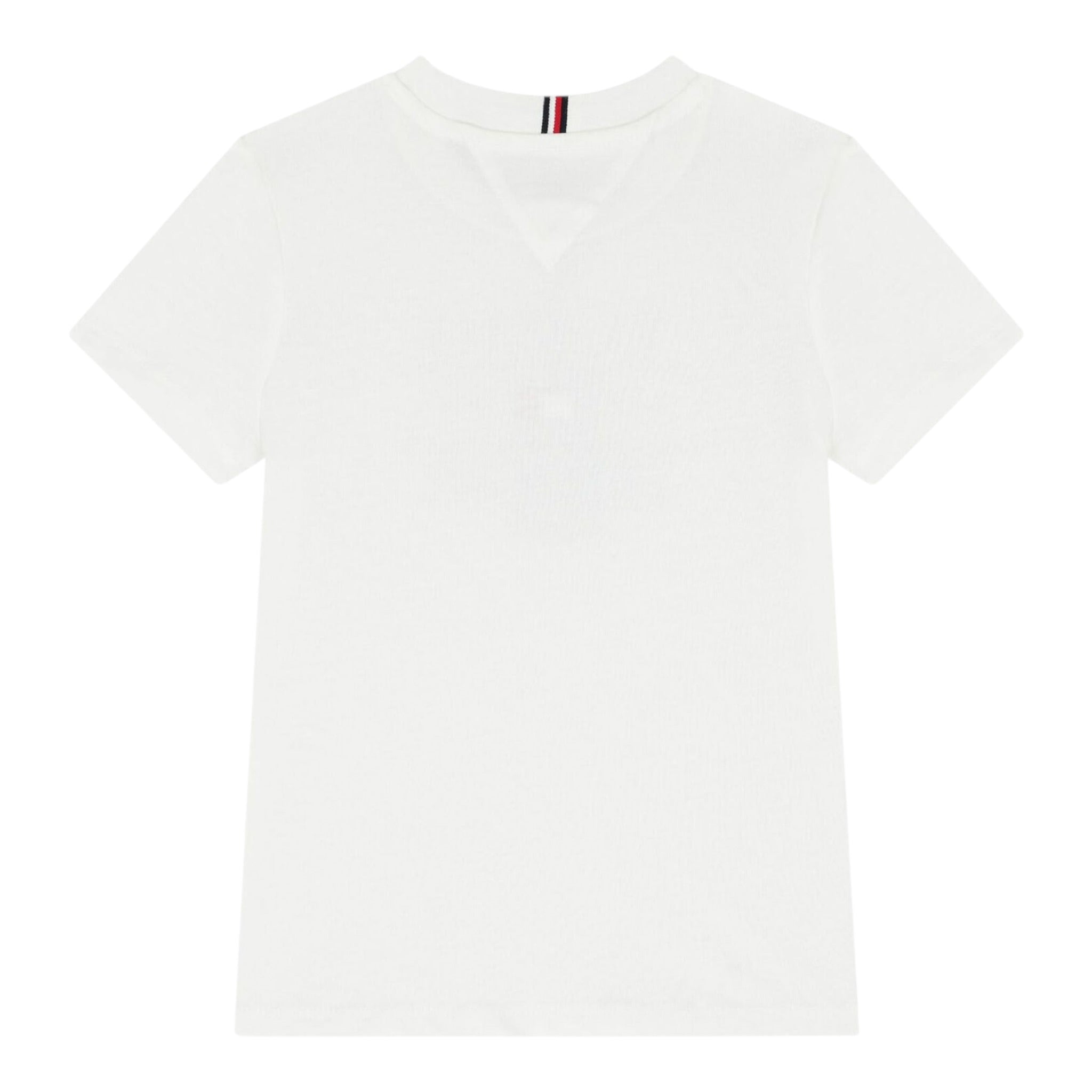 Tommy Hilfiger T-Shirt Girocollo Tinta Unita con Logo per Bambino KB0KB09538X BIANCO TOMMY HILFIGER 