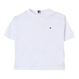 Tommy Hilfiger T-Shirt Girocollo Tinta Unita con Logo per Bambino KB0KB09601X BIANCO TOMMY HILFIGER 